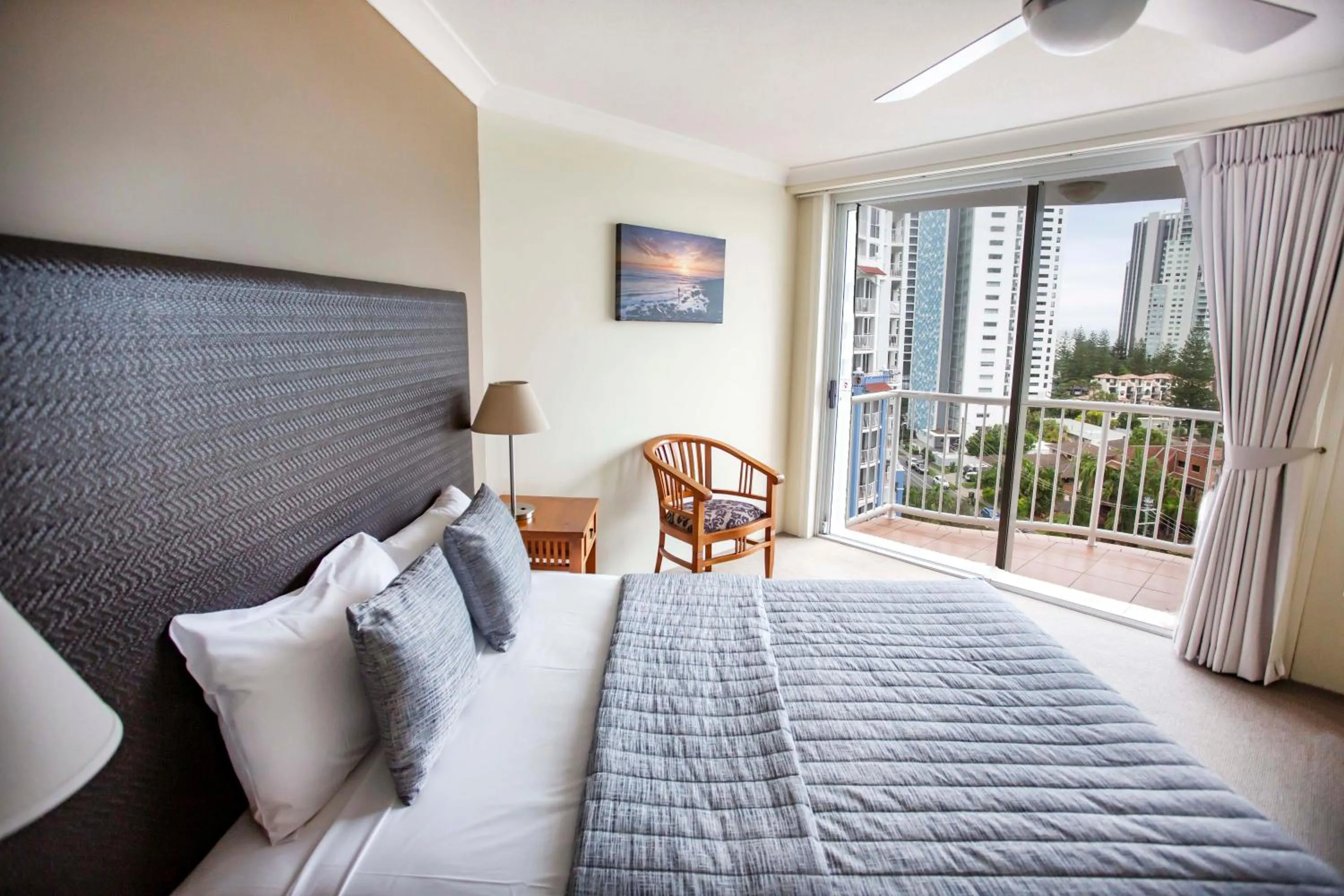 Bedroom, Bed in Bel Air on Broadbeach - Official