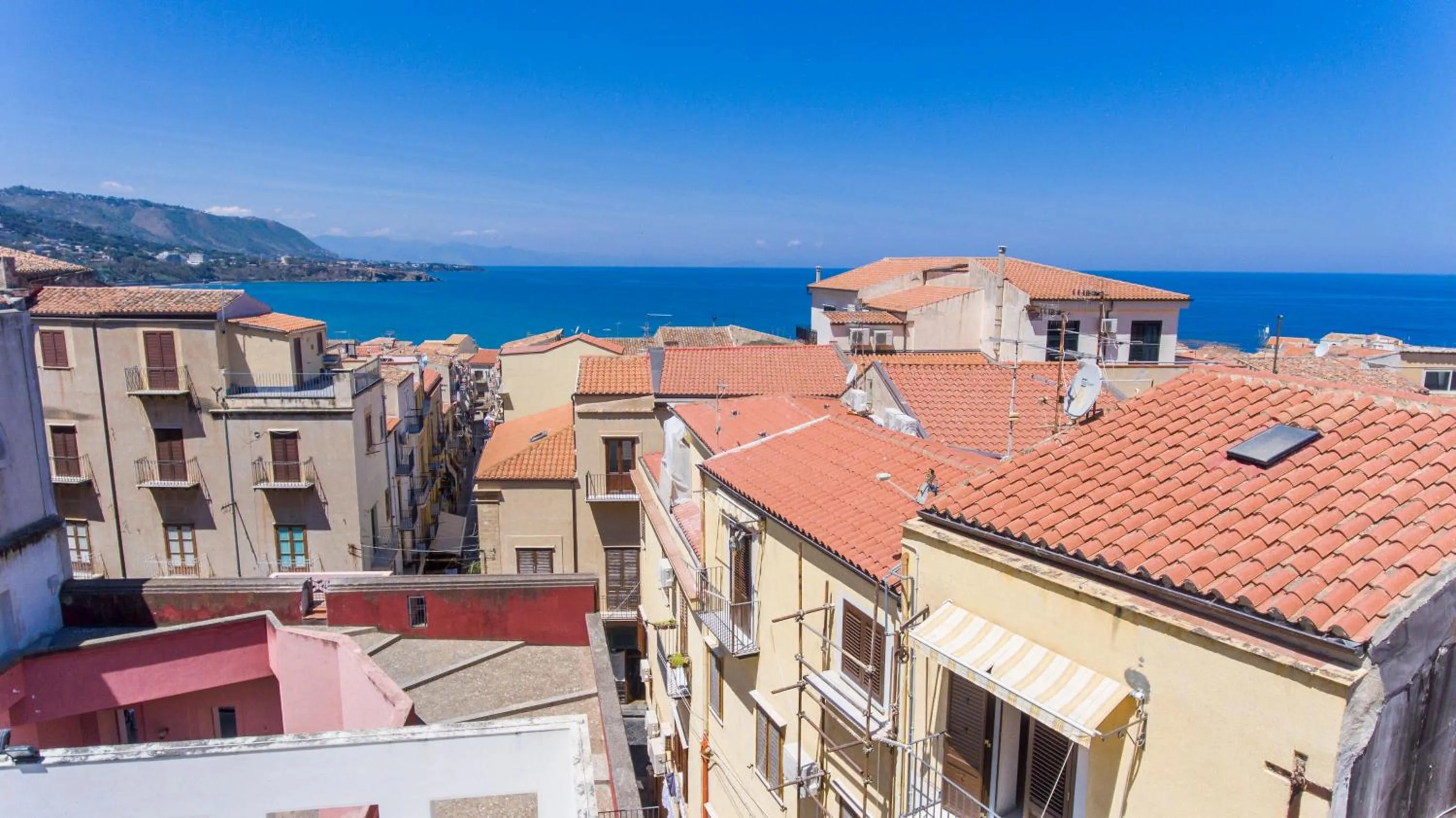 Landmark view in Cefalu in Blu