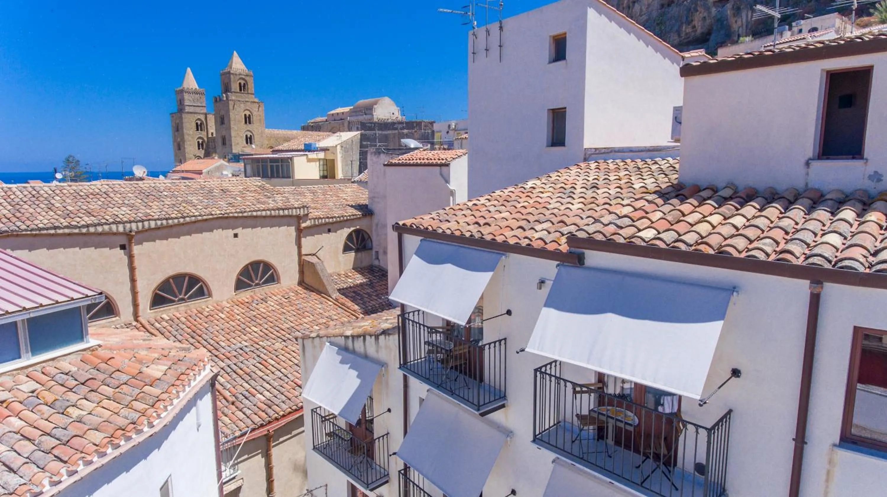 Landmark view in Cefalu in Blu