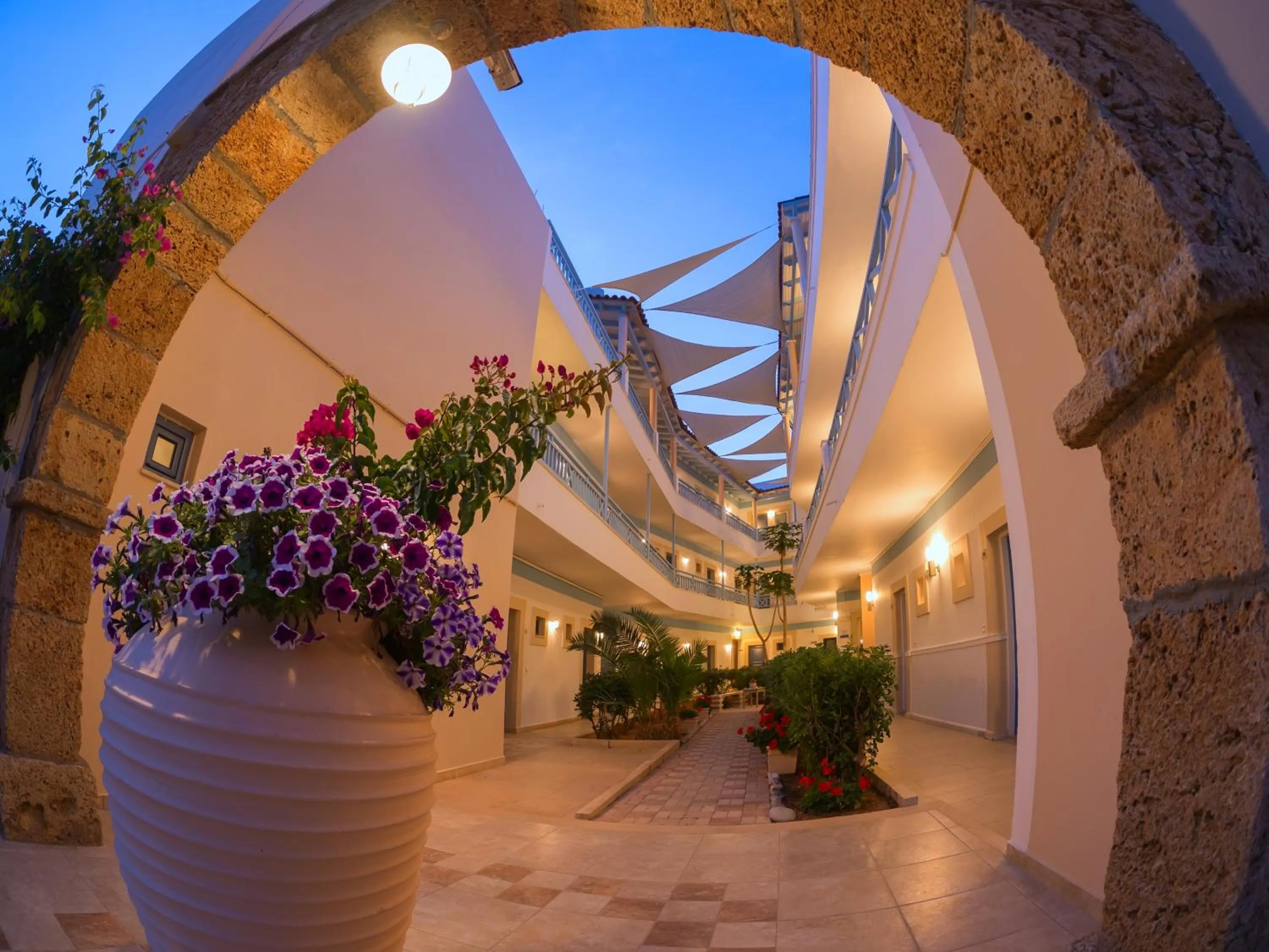 Patio in Pyrgos Beach Hotel Apartments