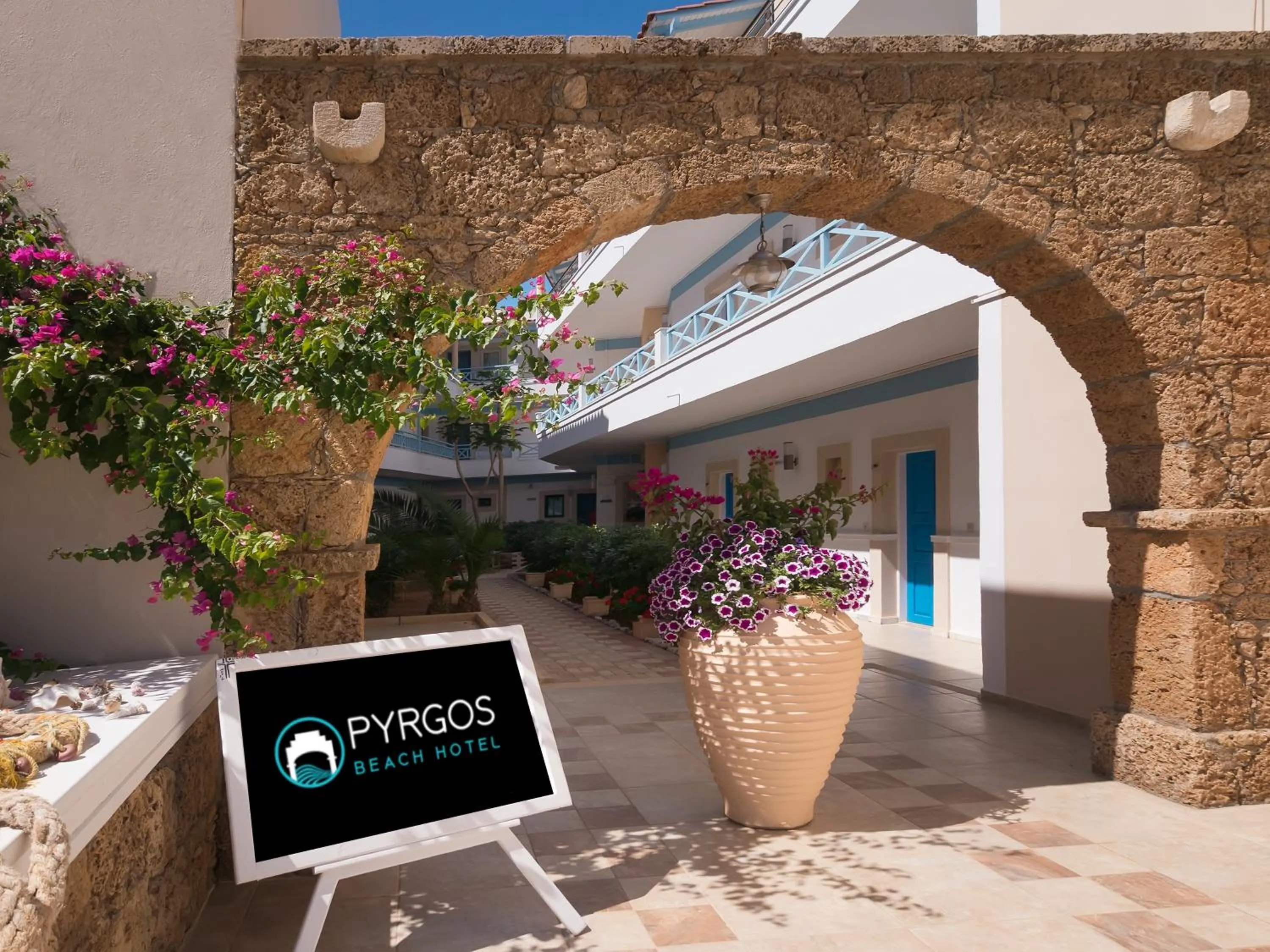 Patio in Pyrgos Beach Hotel Apartments