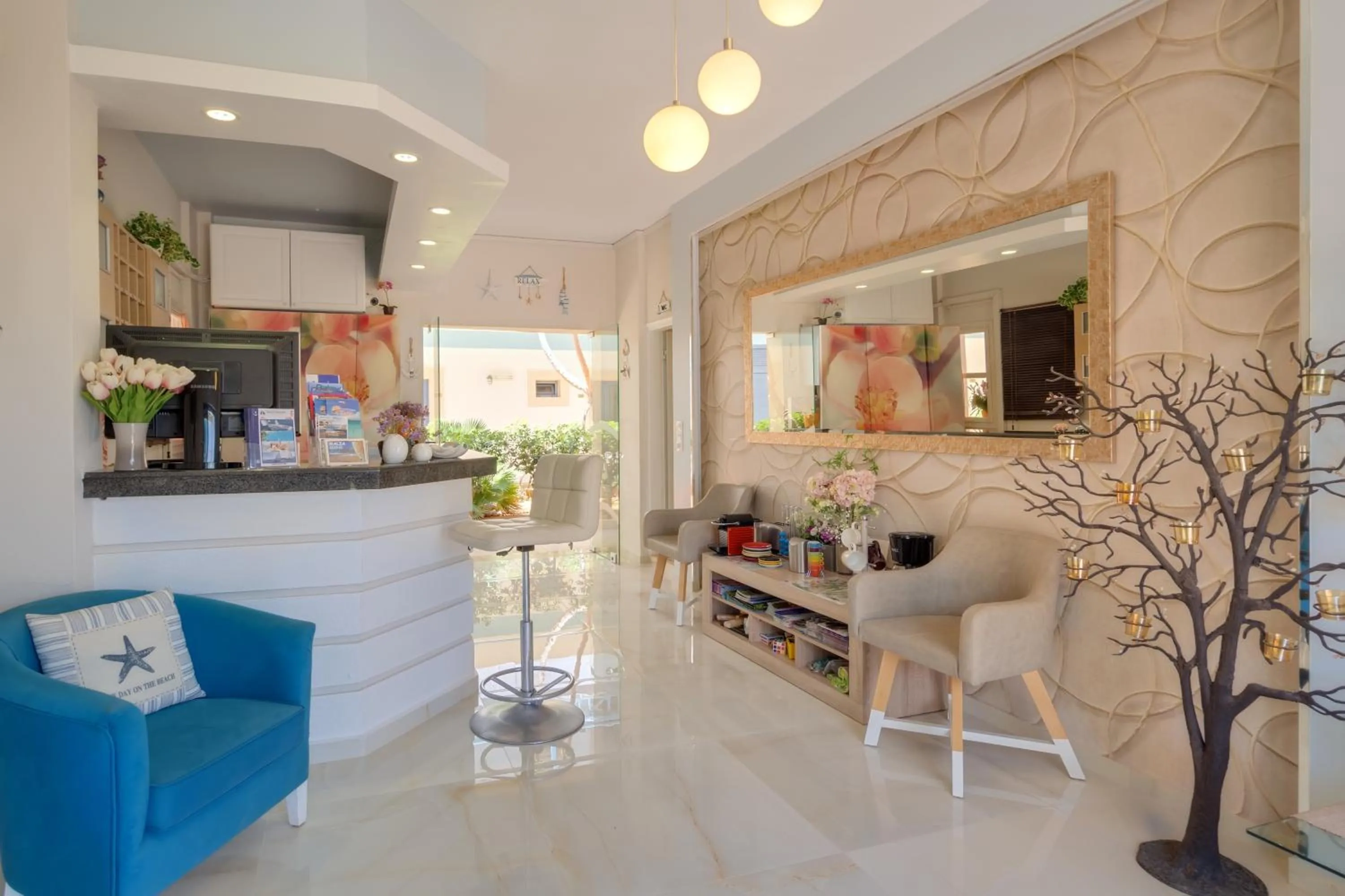 Lobby or reception in Pyrgos Beach Hotel Apartments