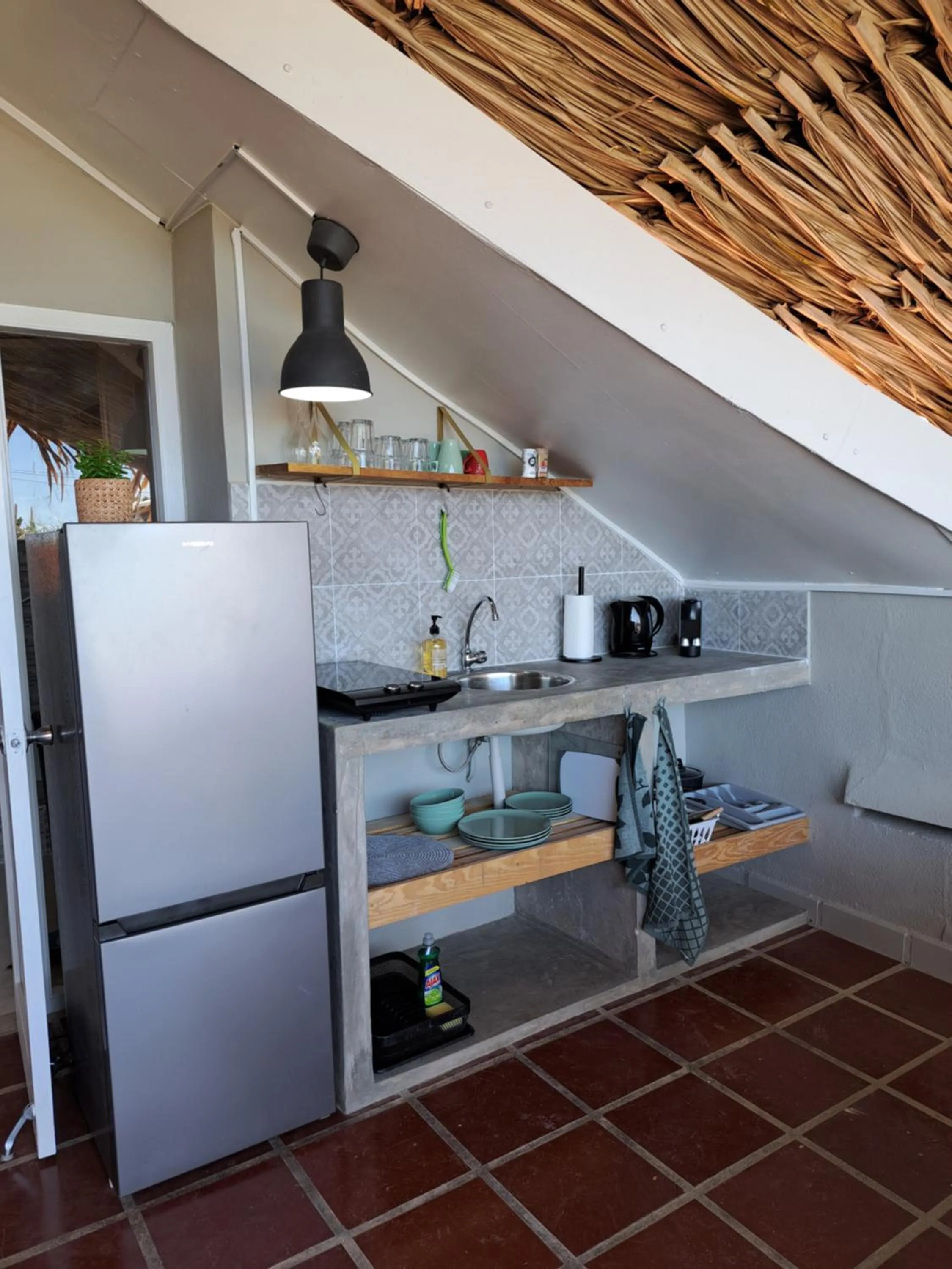 kitchen in BnBBonaire near the ocean