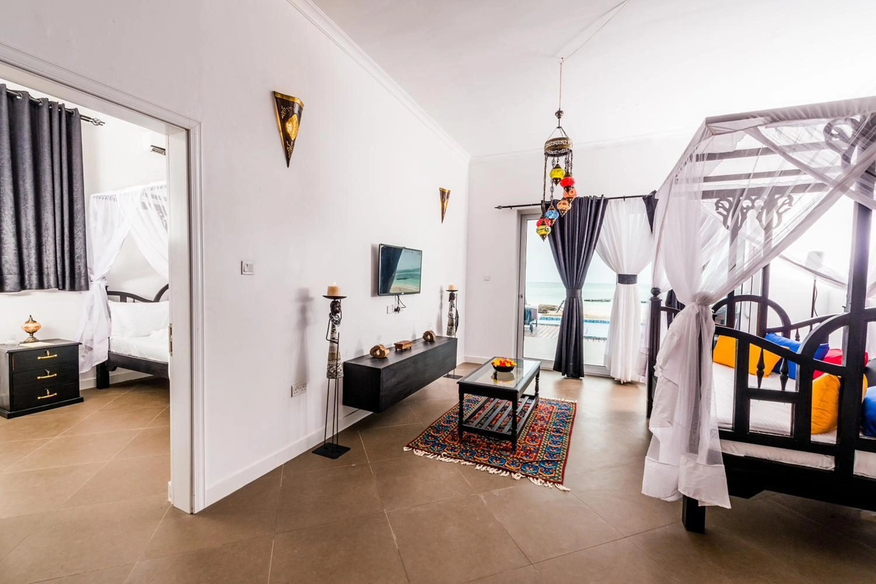 Living room, Bed in Sofia Sea View