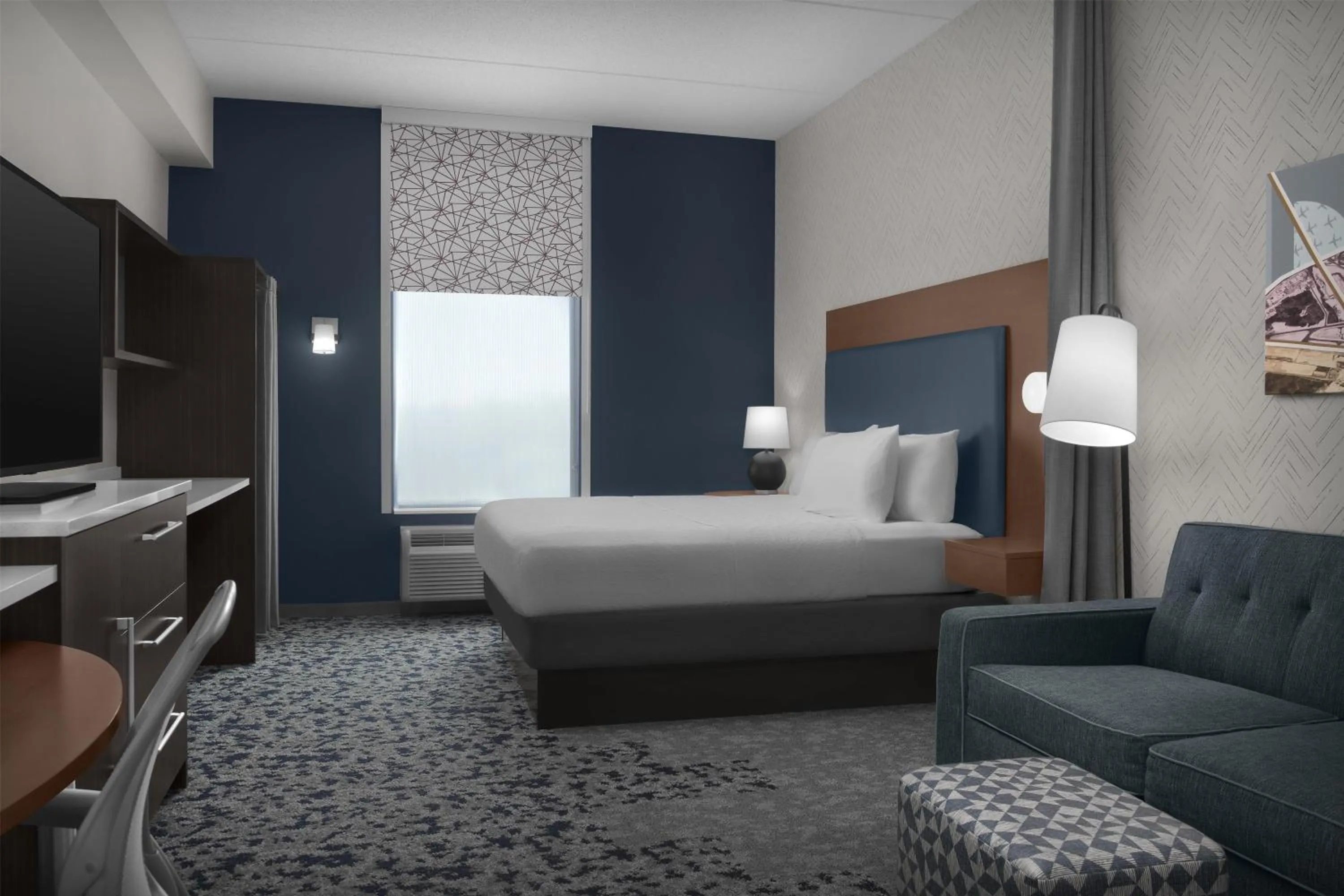 Living room, Bed in Home2 Suites by Hilton Arundel Mills BWI Airport