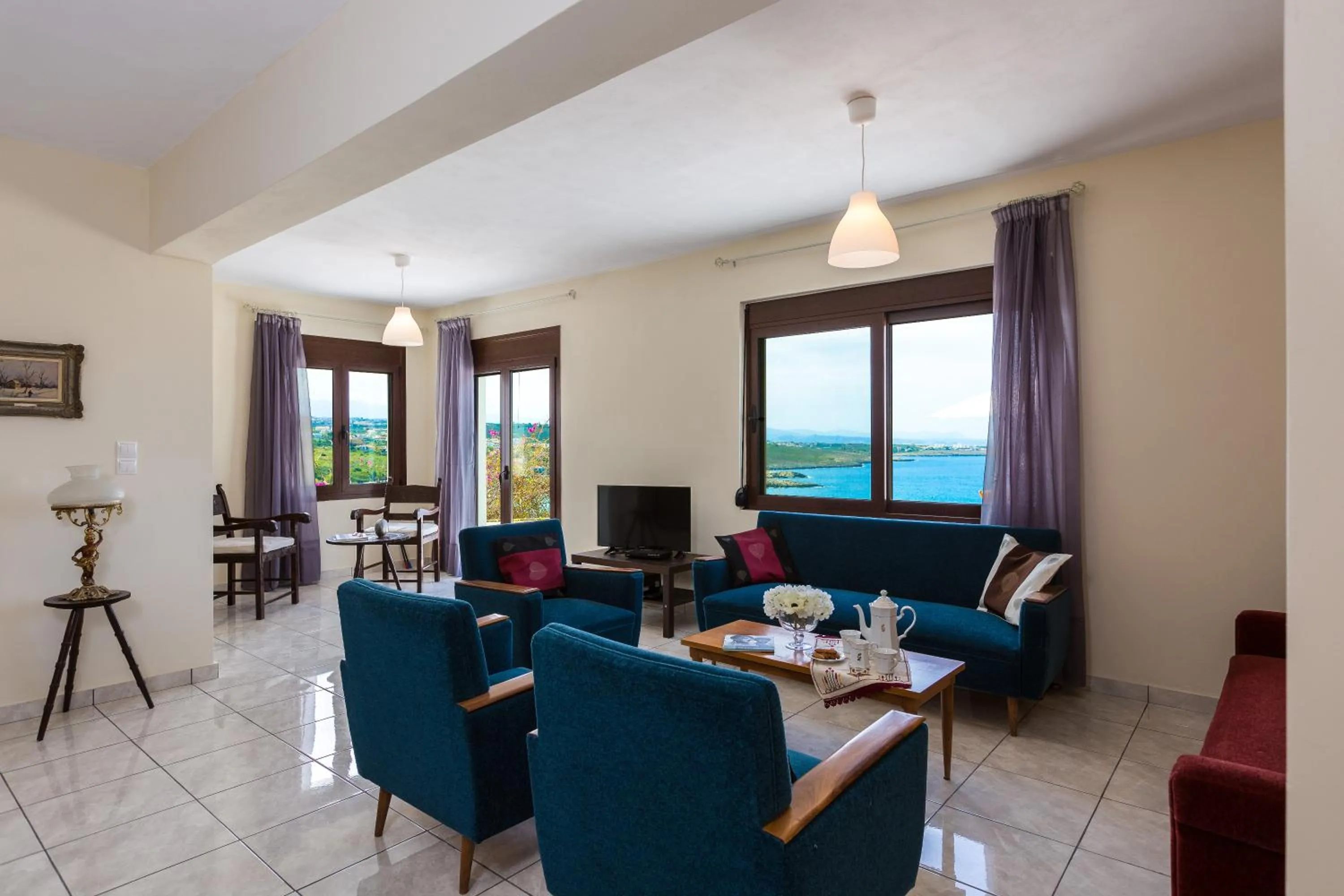 Living room in Kalathas Sunset Villa