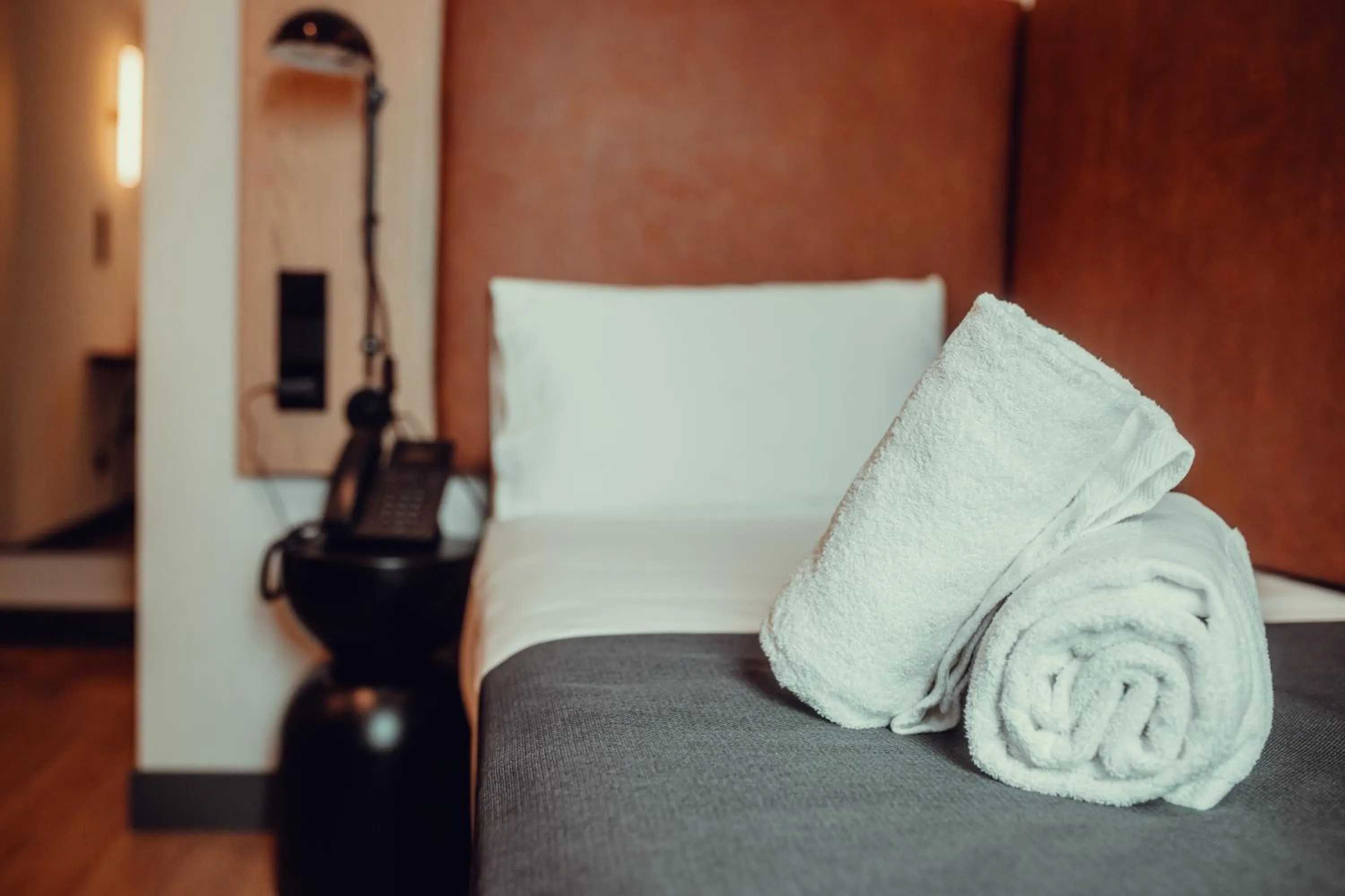 towels, Bed in Hotel Transit