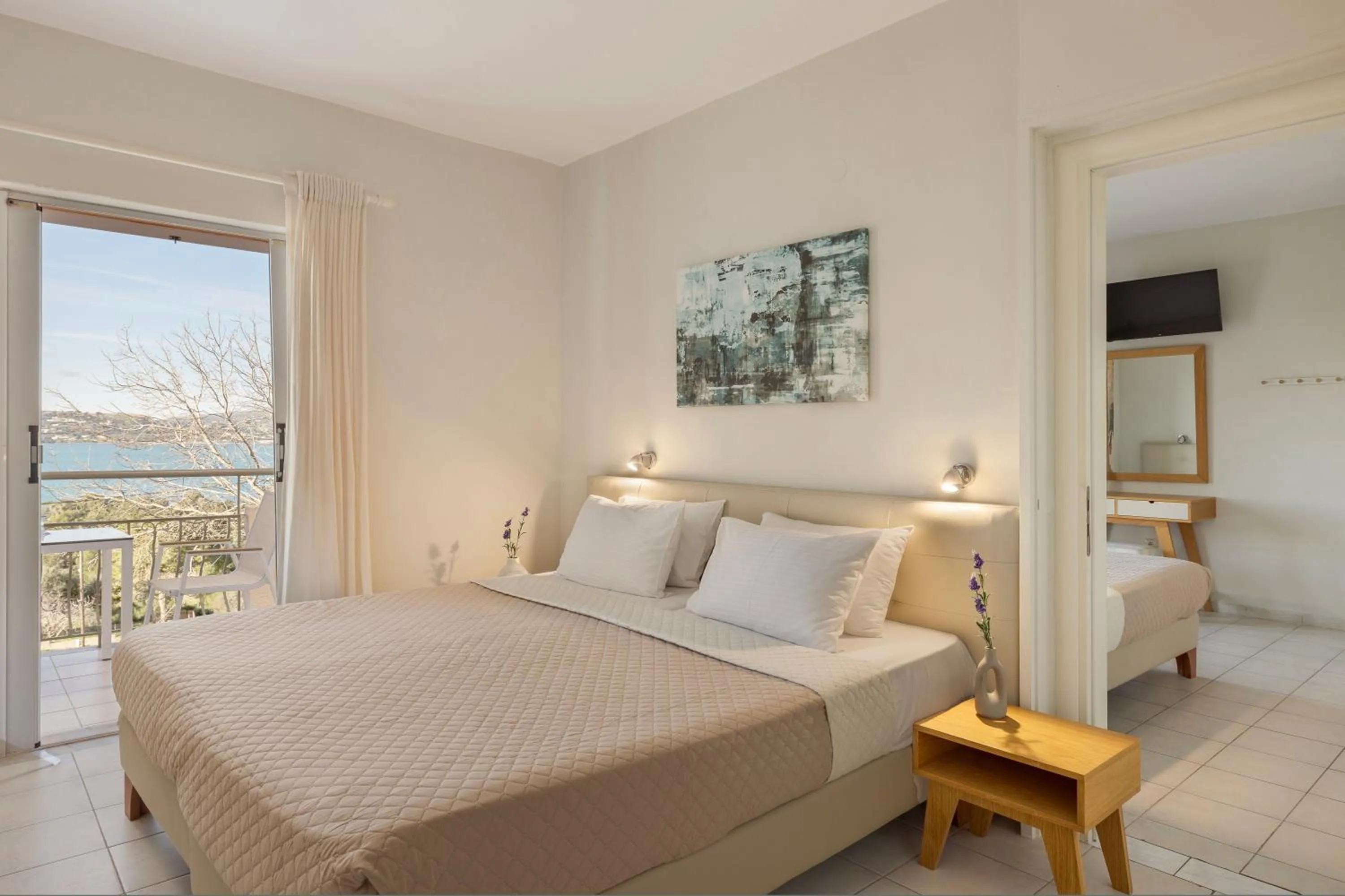 Bedroom, Bed in Panorama Fanari studios and apartments