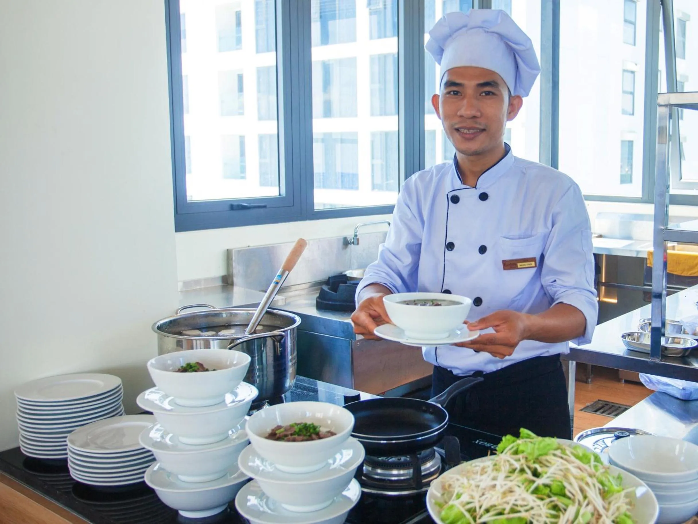 Asian breakfast in Siren Flower Hotel