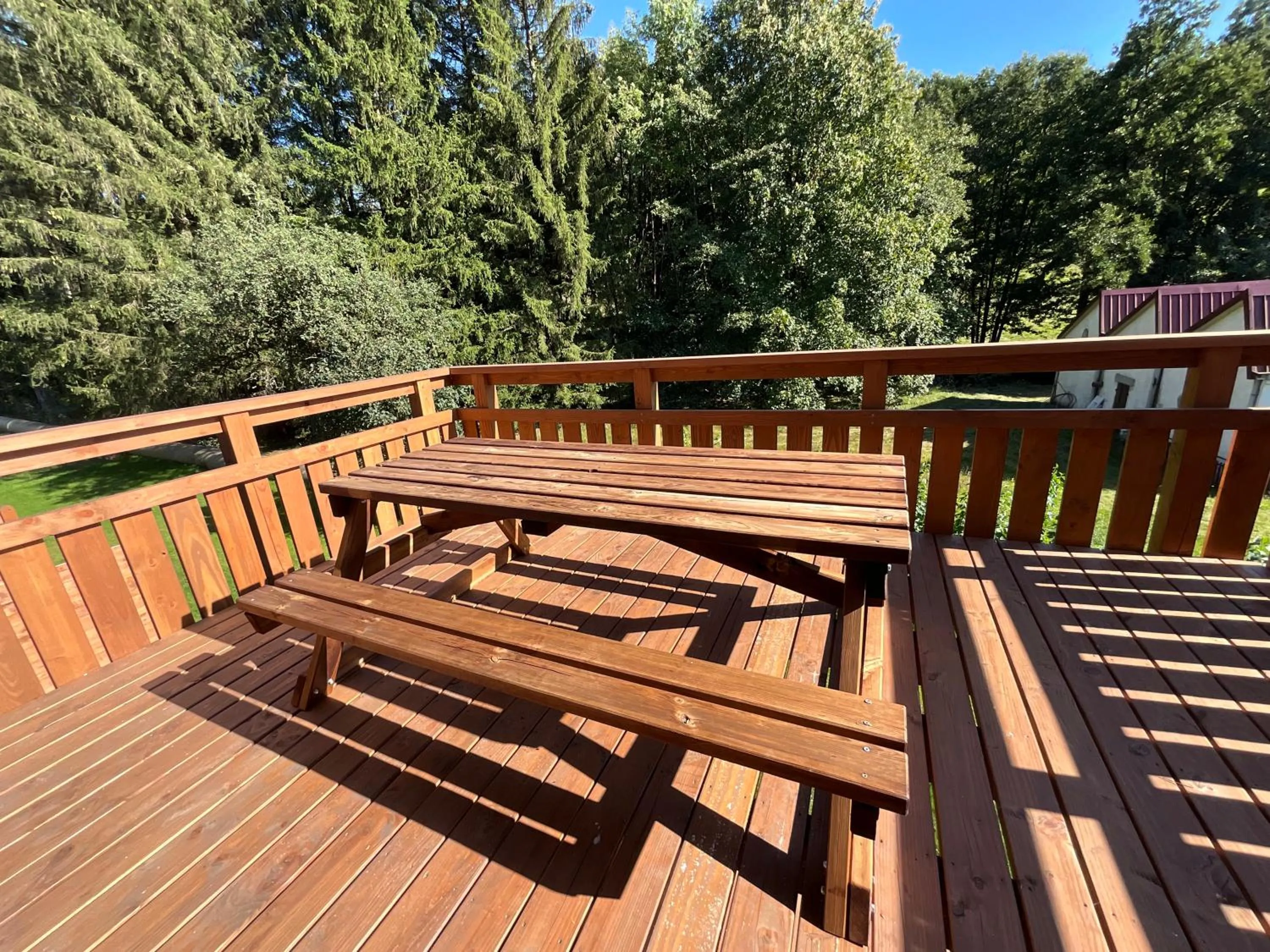 Balcony/Terrace in Gite Roche Des Ducs avec Piscine toute l'année, Spa, Sauna, Hammam