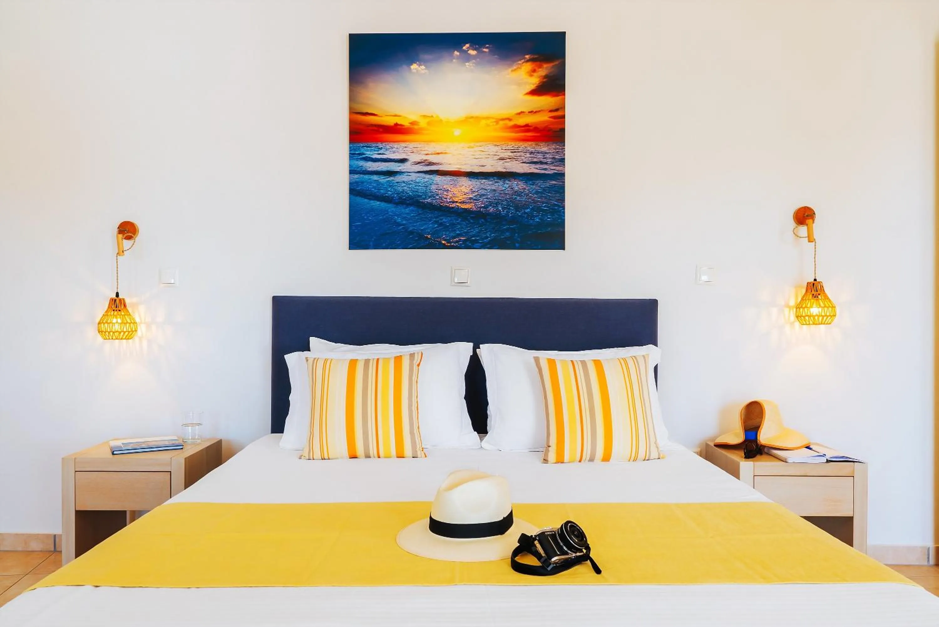 Bed in Aelia Apartments & Suites