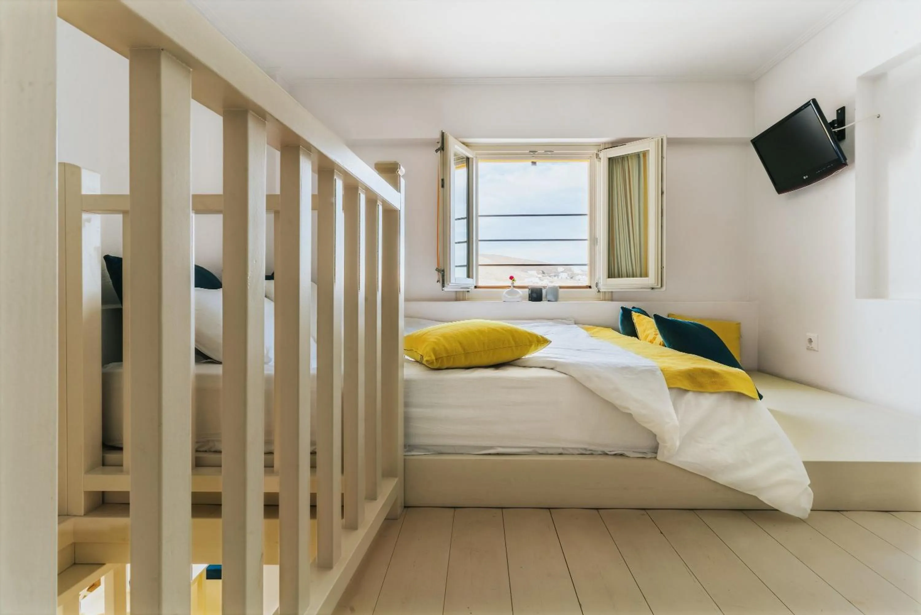 Bed in Aelia Apartments & Suites