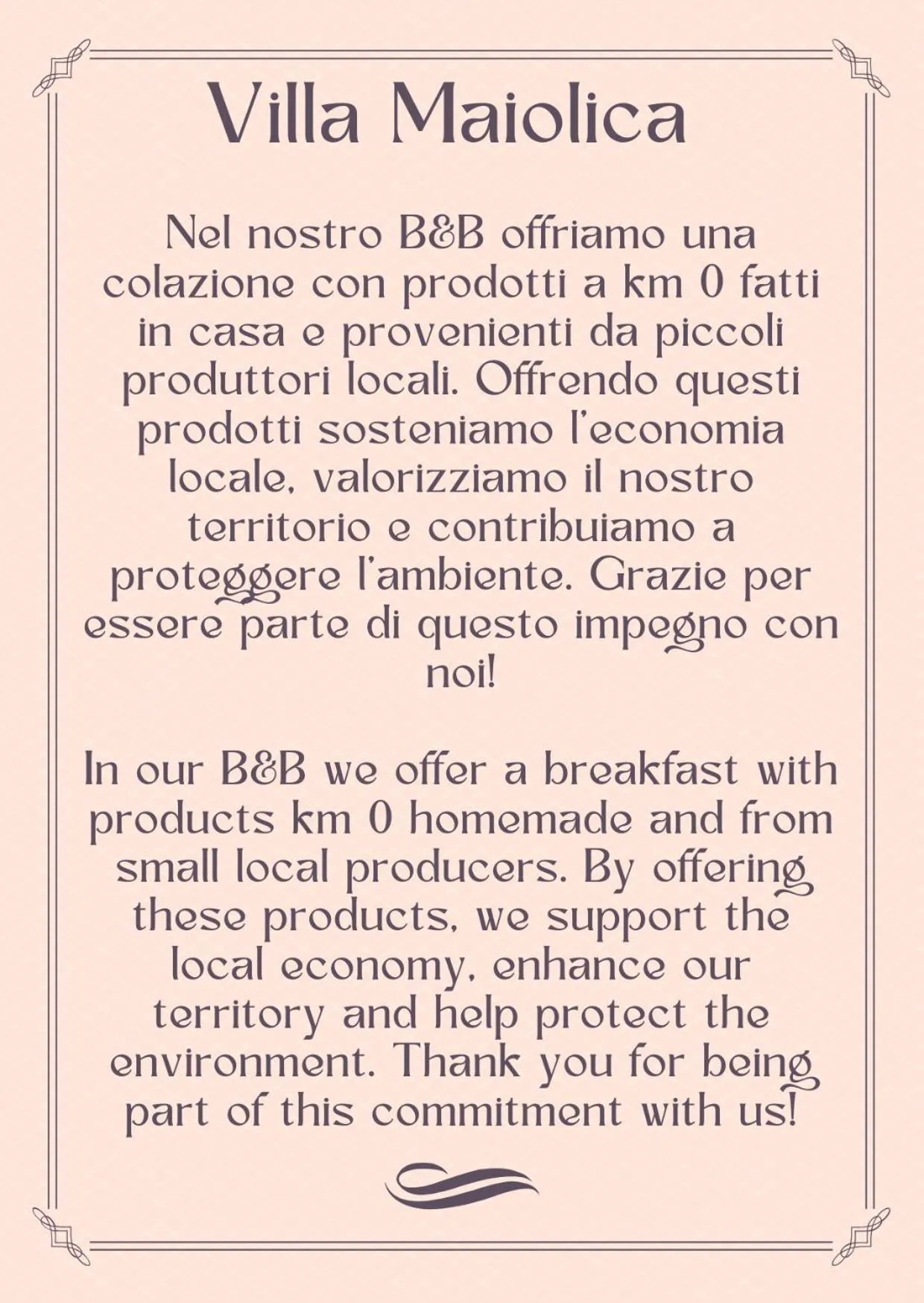 Breakfast in B&B Villa Maiolica