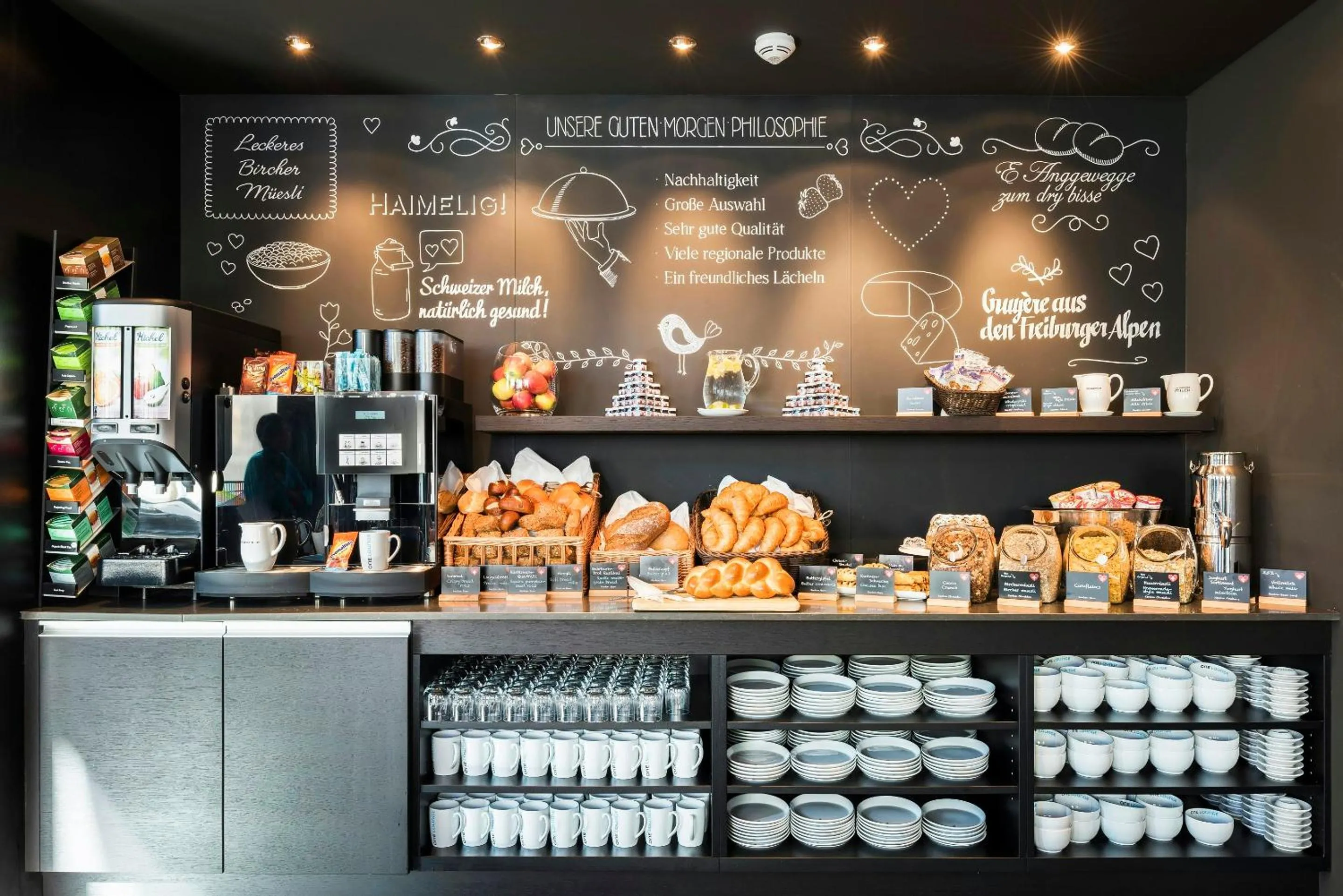 Buffet breakfast in Motel One Basel