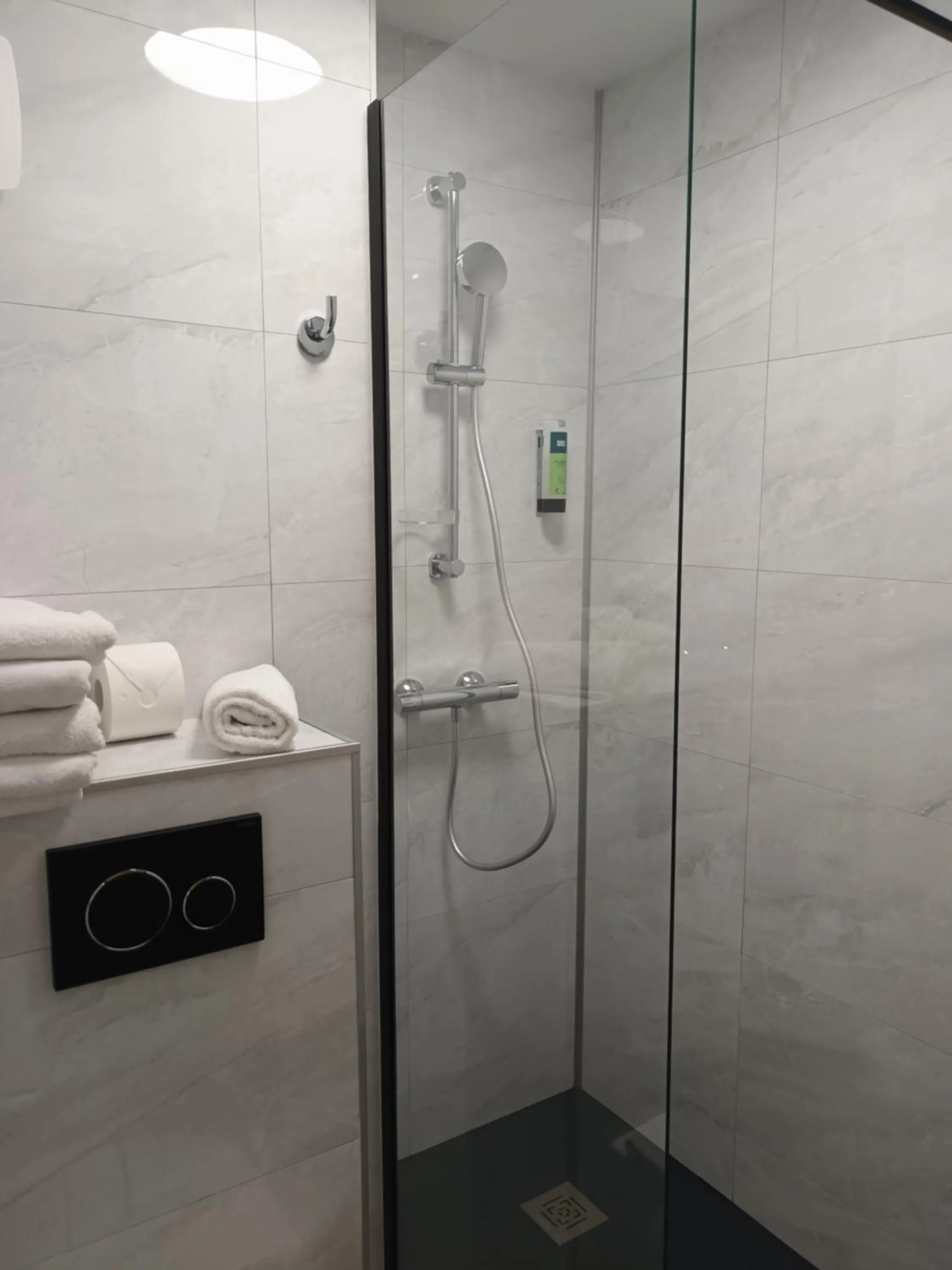 Shower in Hôtel-Restaurant Logis l'Aubrac Laguiole