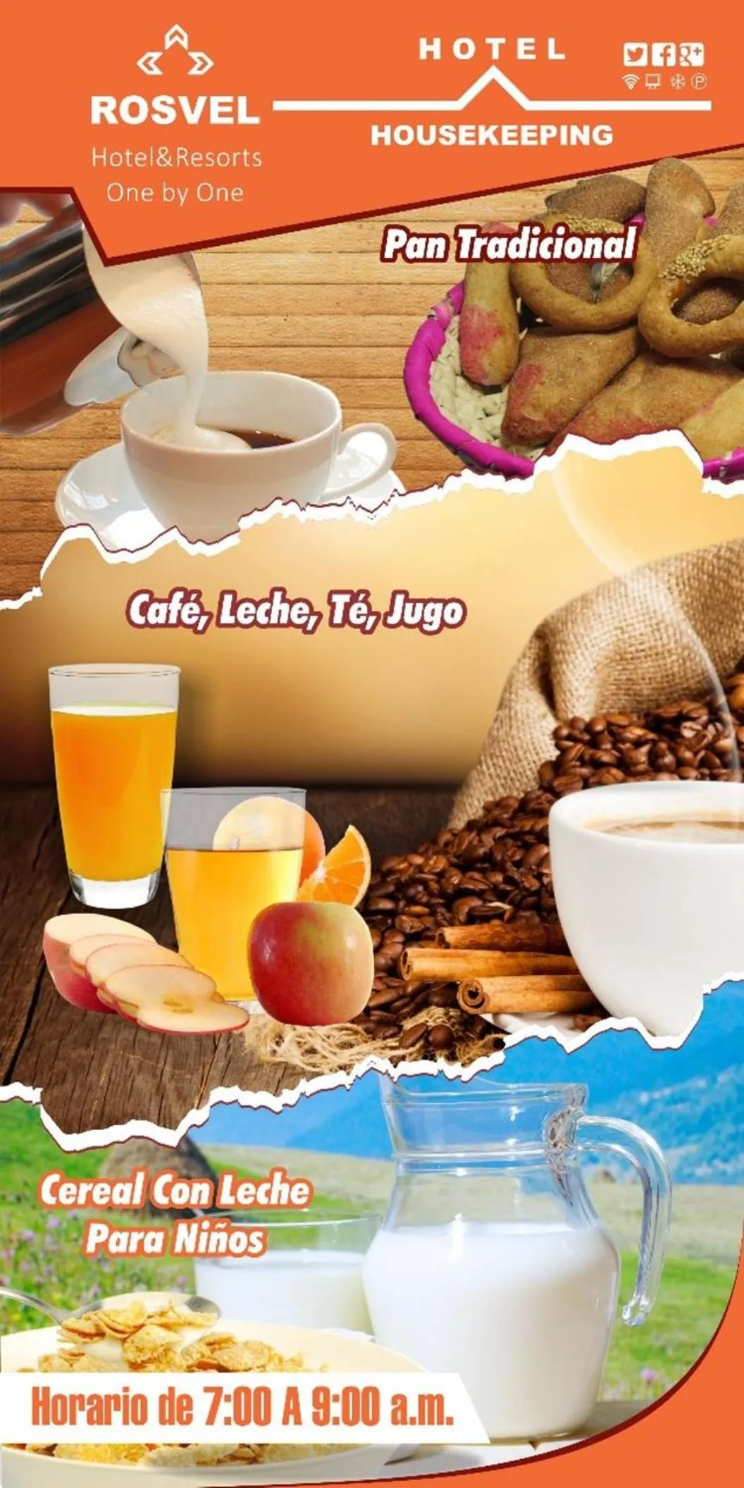 Continental breakfast in Rosvel Hotel