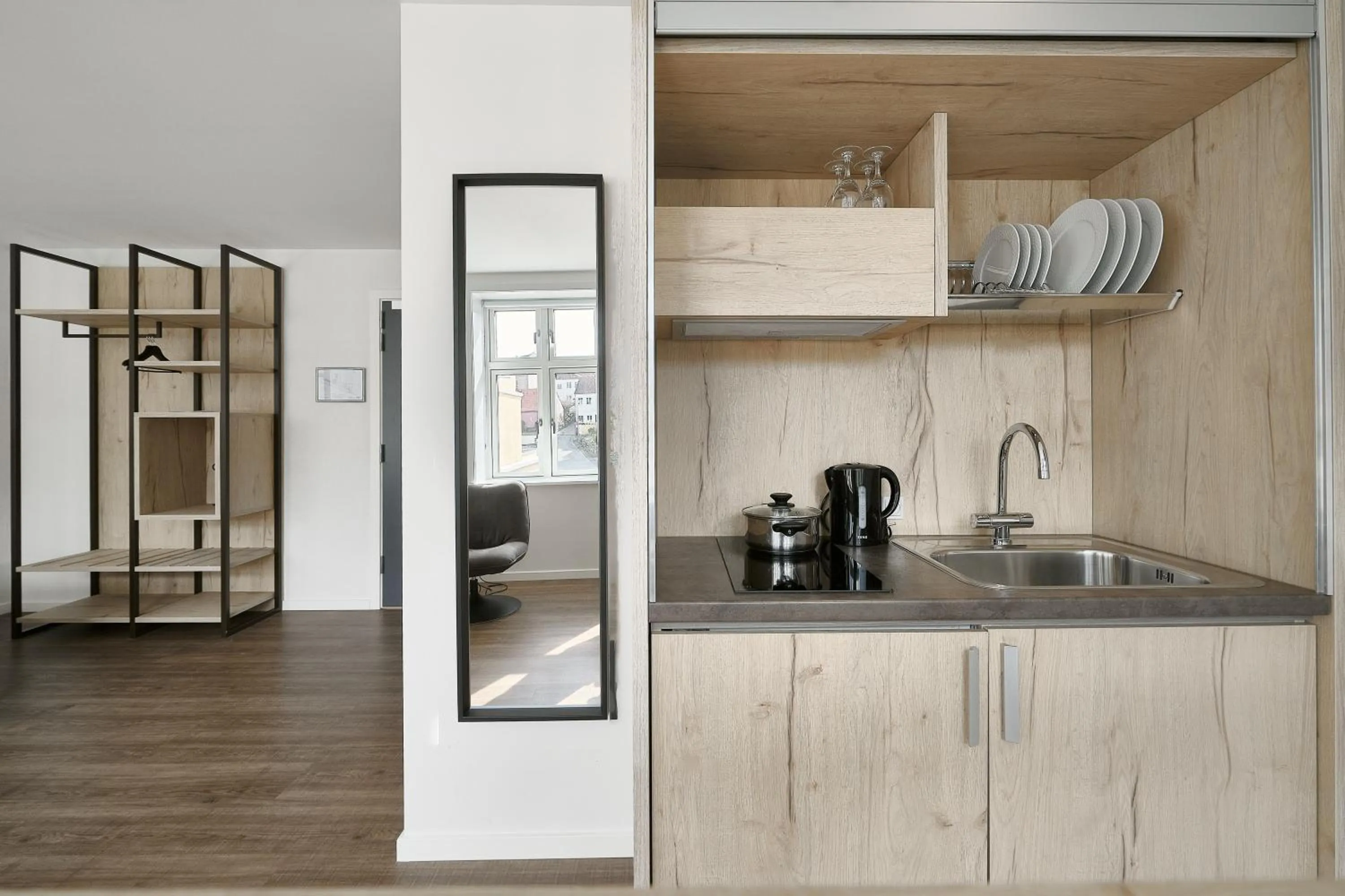 Kitchen or kitchenette in Hotel Garni