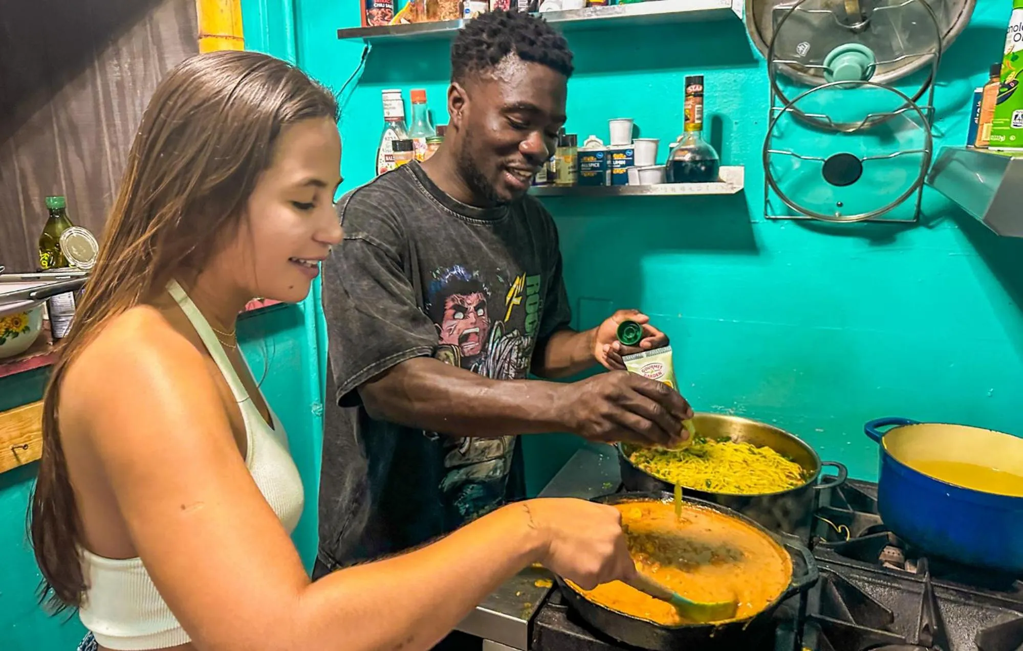 Communal kitchen in ITH San Diego Beach Bungalow Surf Hostel