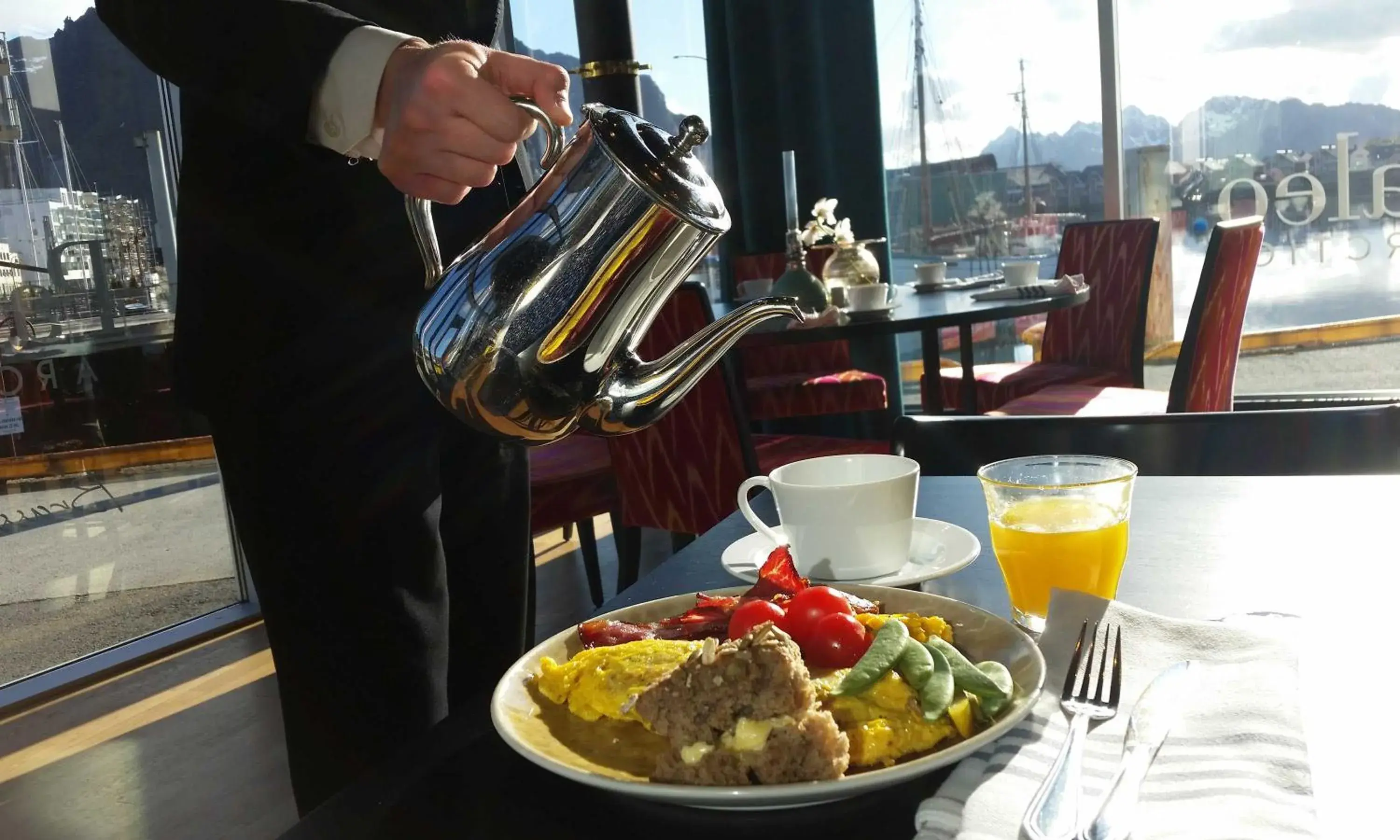 Buffet breakfast in Thon Hotel Lofoten Buffet breakfast in Thon Hotel Lofoten