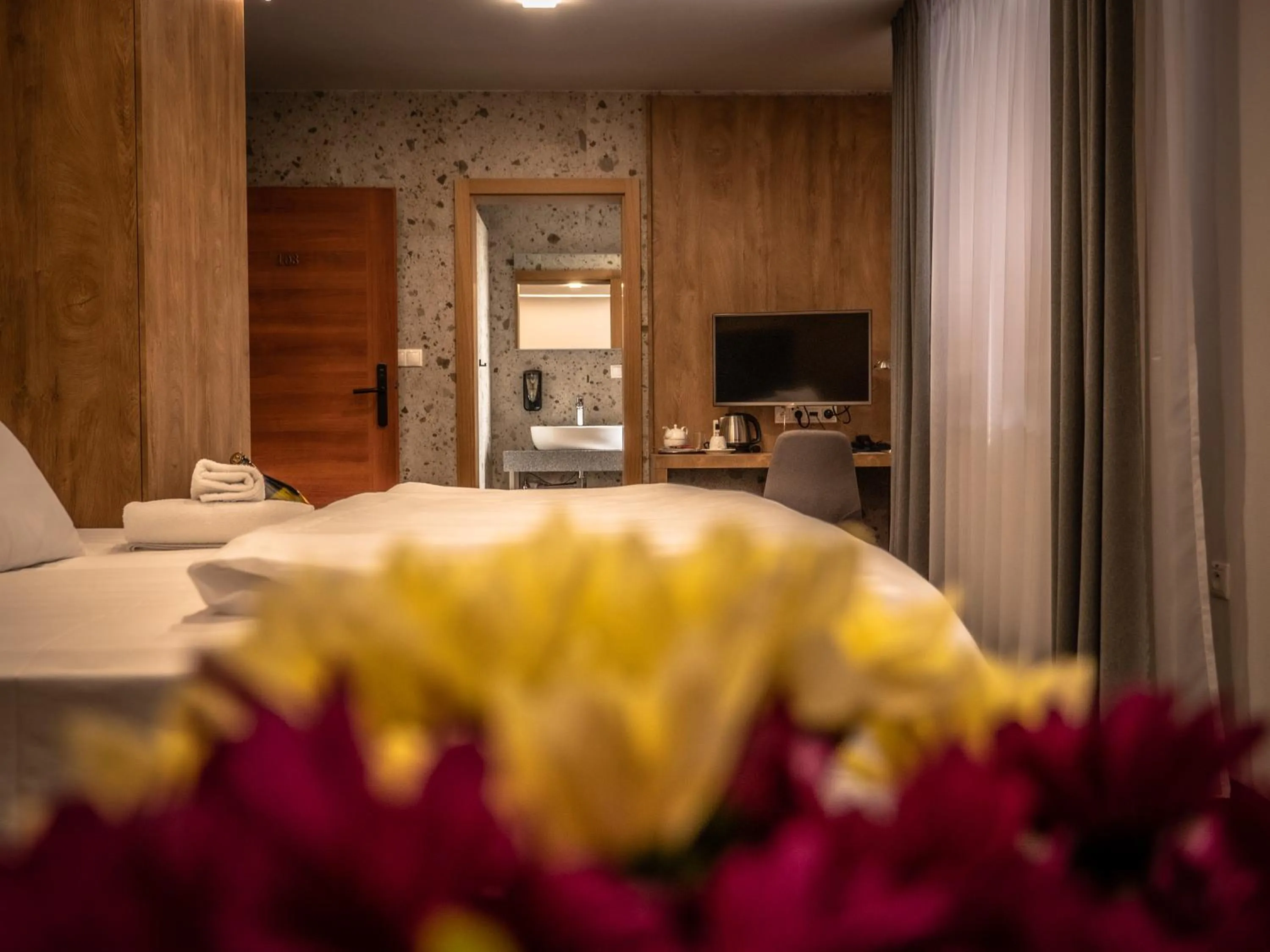 Photo of the whole room, Bed in Hotel Novy Kastiel - Self check-in