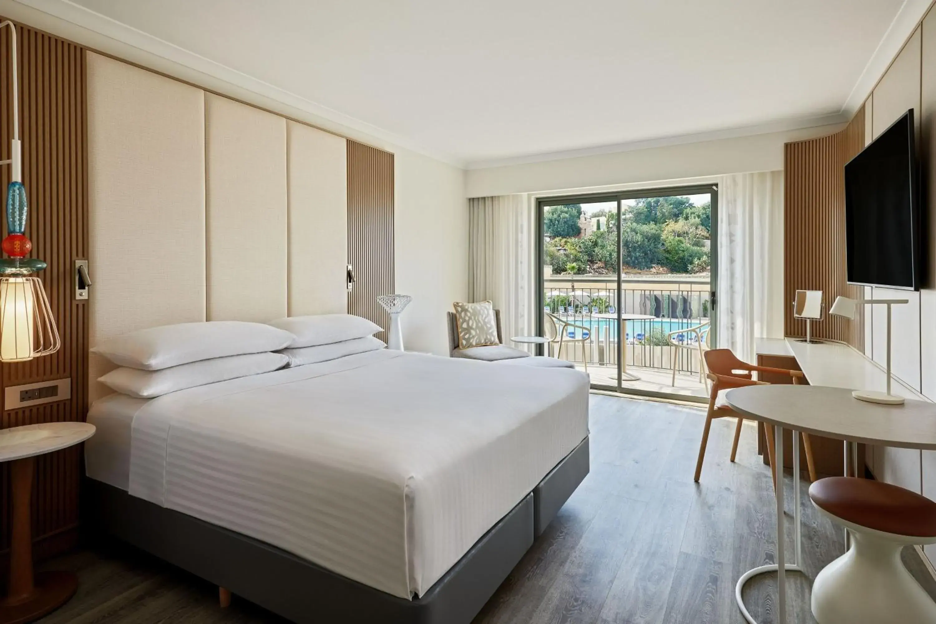Deluxe Pool View Room, 1 King Bed with Balcony in Malta Marriott Resort & Spa Deluxe Pool View Room, 1 King Bed with Balcony in Malta Marriott Resort & Spa