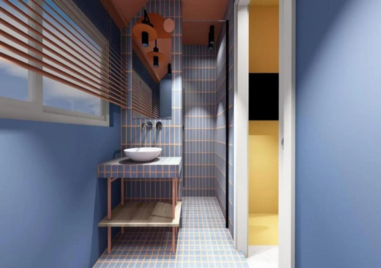 Bathroom, Bed in Hotel Graziella