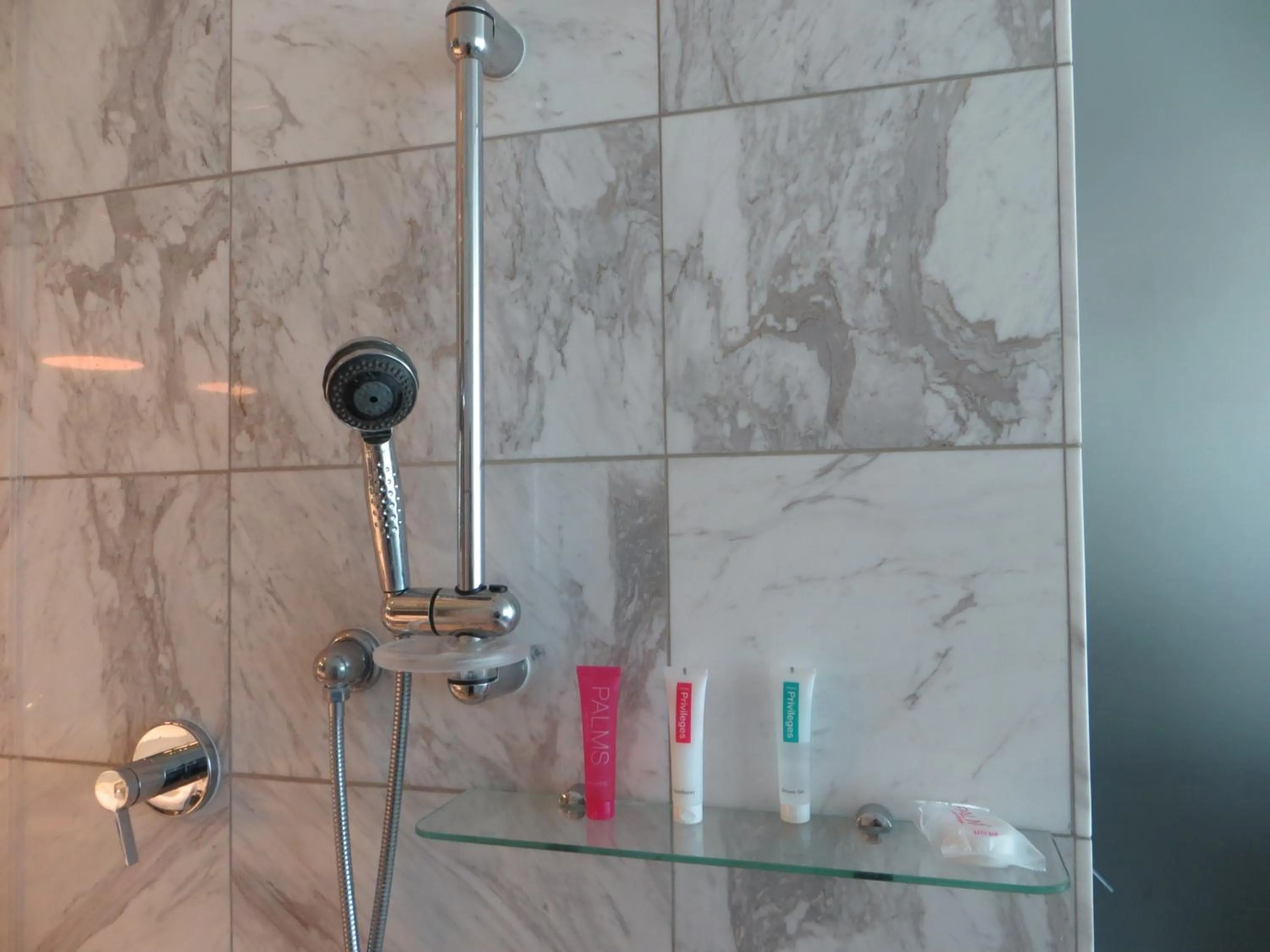 Shower in Palms Place Suite with Strip View