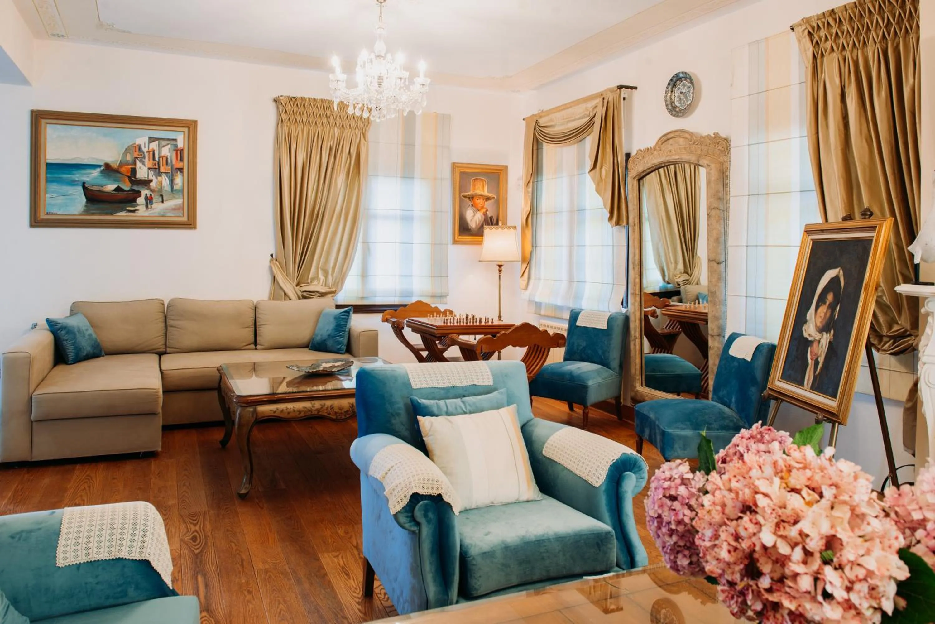 Seating area in Elysian Luxury Villa Pelion