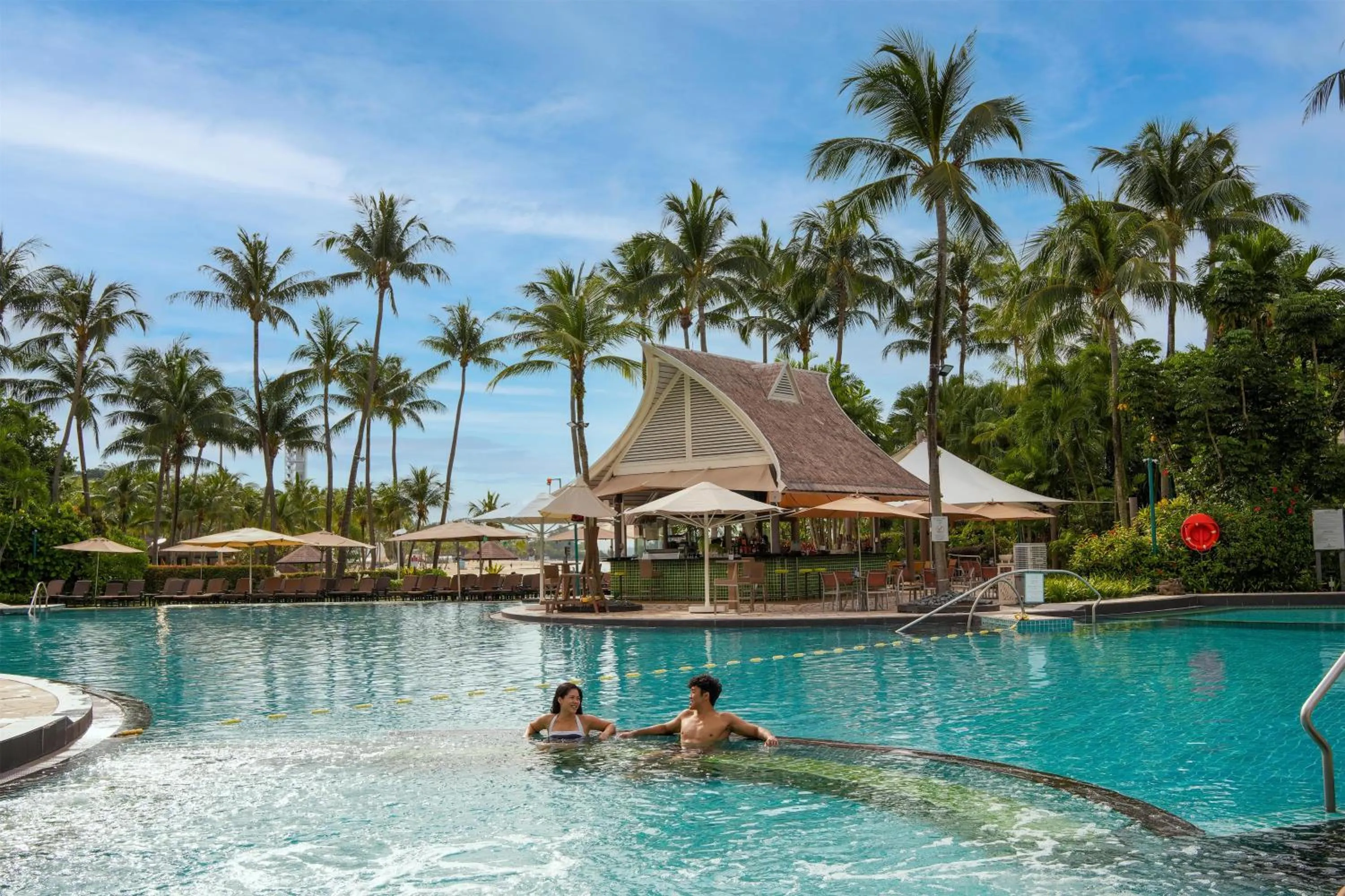 Pool view in Shangri-La Rasa Sentosa, Singapore