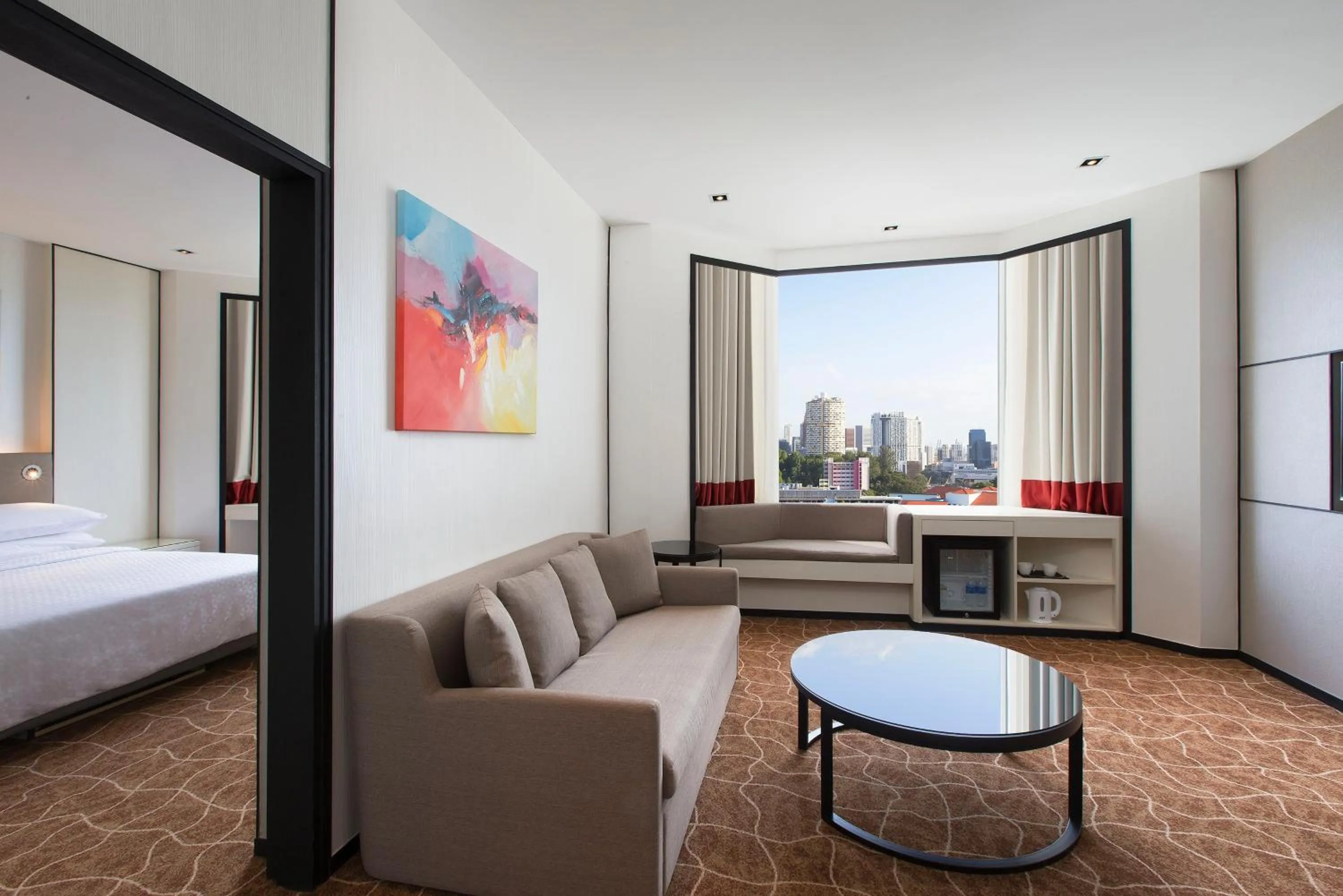 Living room, Bed in Four Points by Sheraton Singapore, Riverview