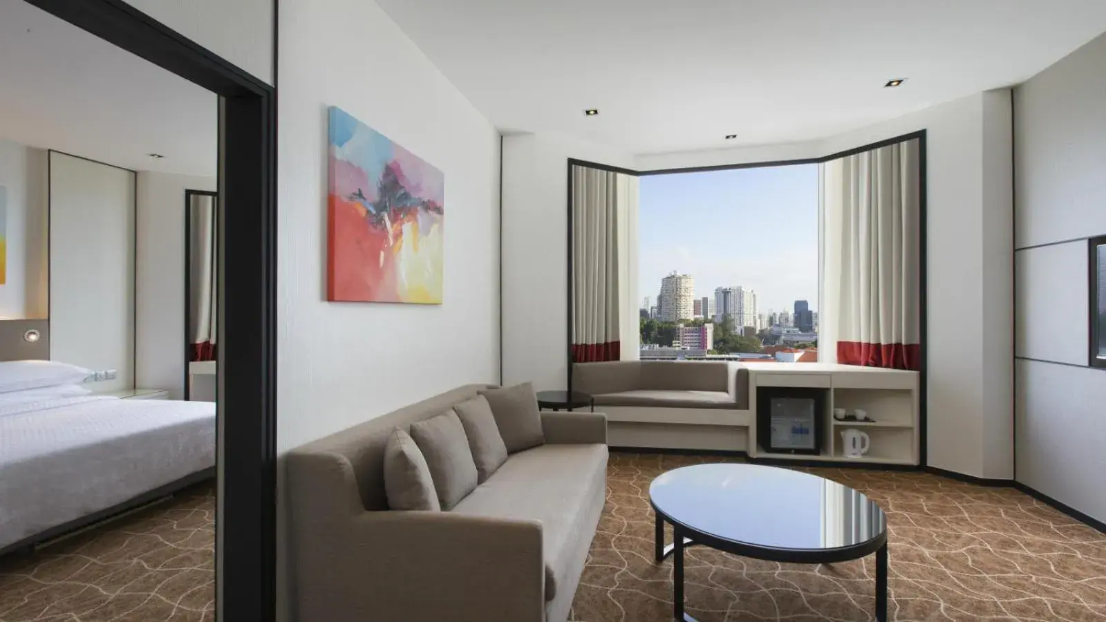 Living room, Bed in Four Points by Sheraton Singapore, Riverview Living room, Bed in Four Points by Sheraton Singapore, Riverview