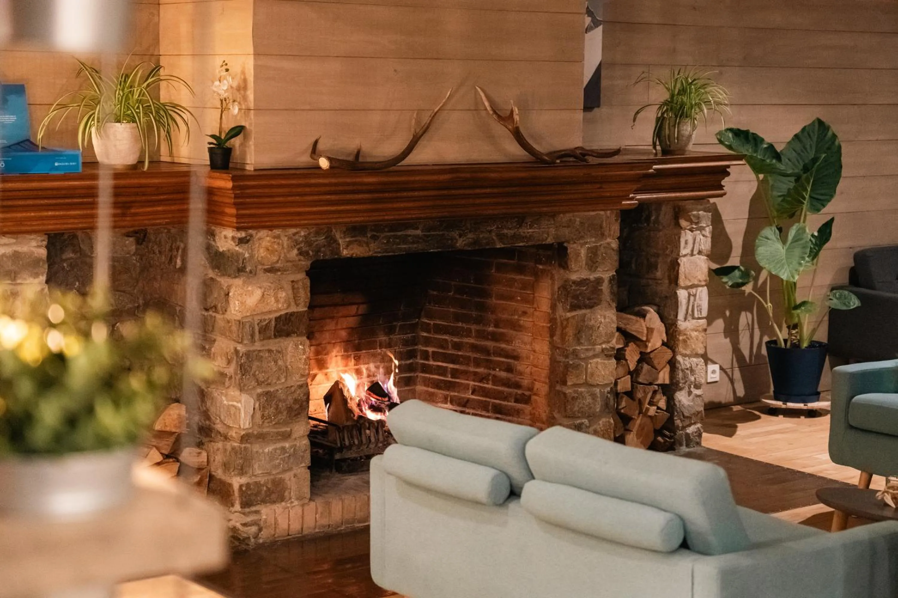 fireplace in Hotel SNÖ Mont Romies