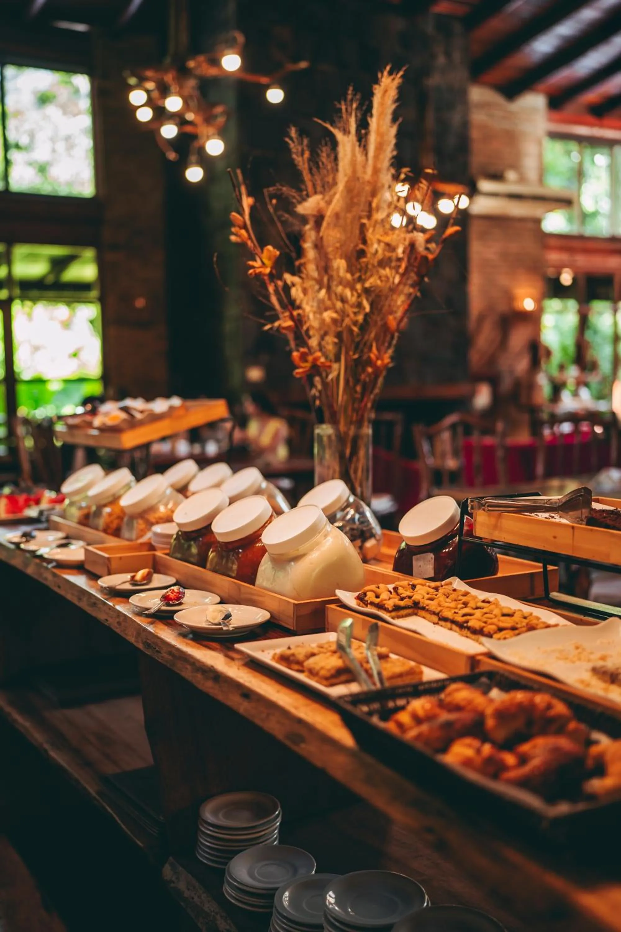 Buffet breakfast in La Aldea De La Selva Lodge