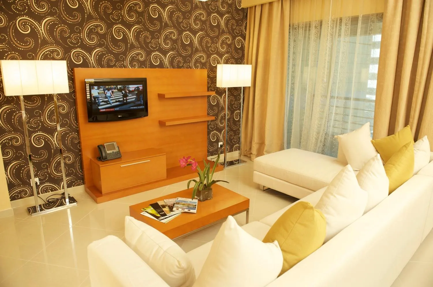 Living room in Grand Bellevue Hotel Apartment Dubai