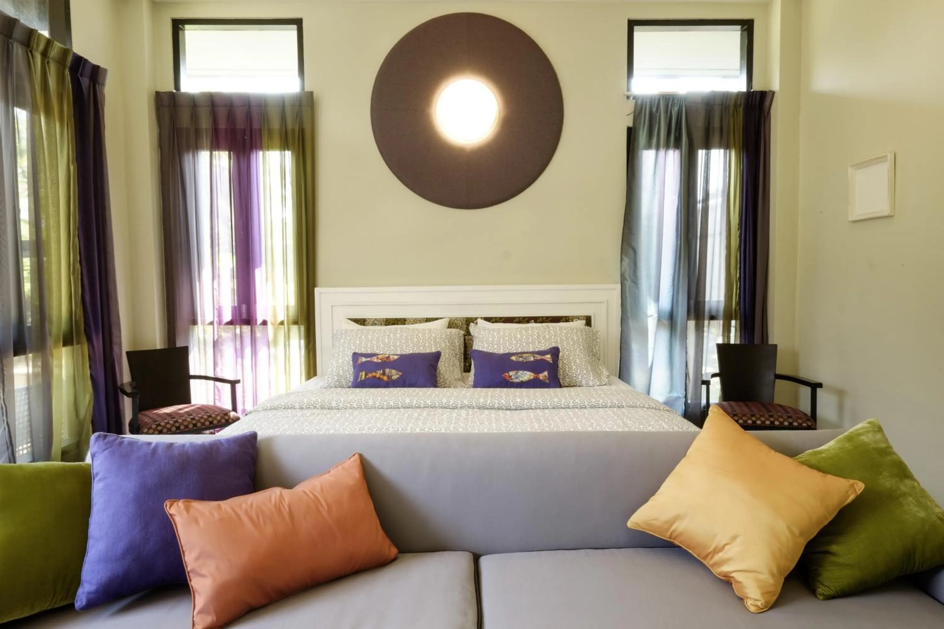 Seating area, Bed in Amphawa Caza Platuu