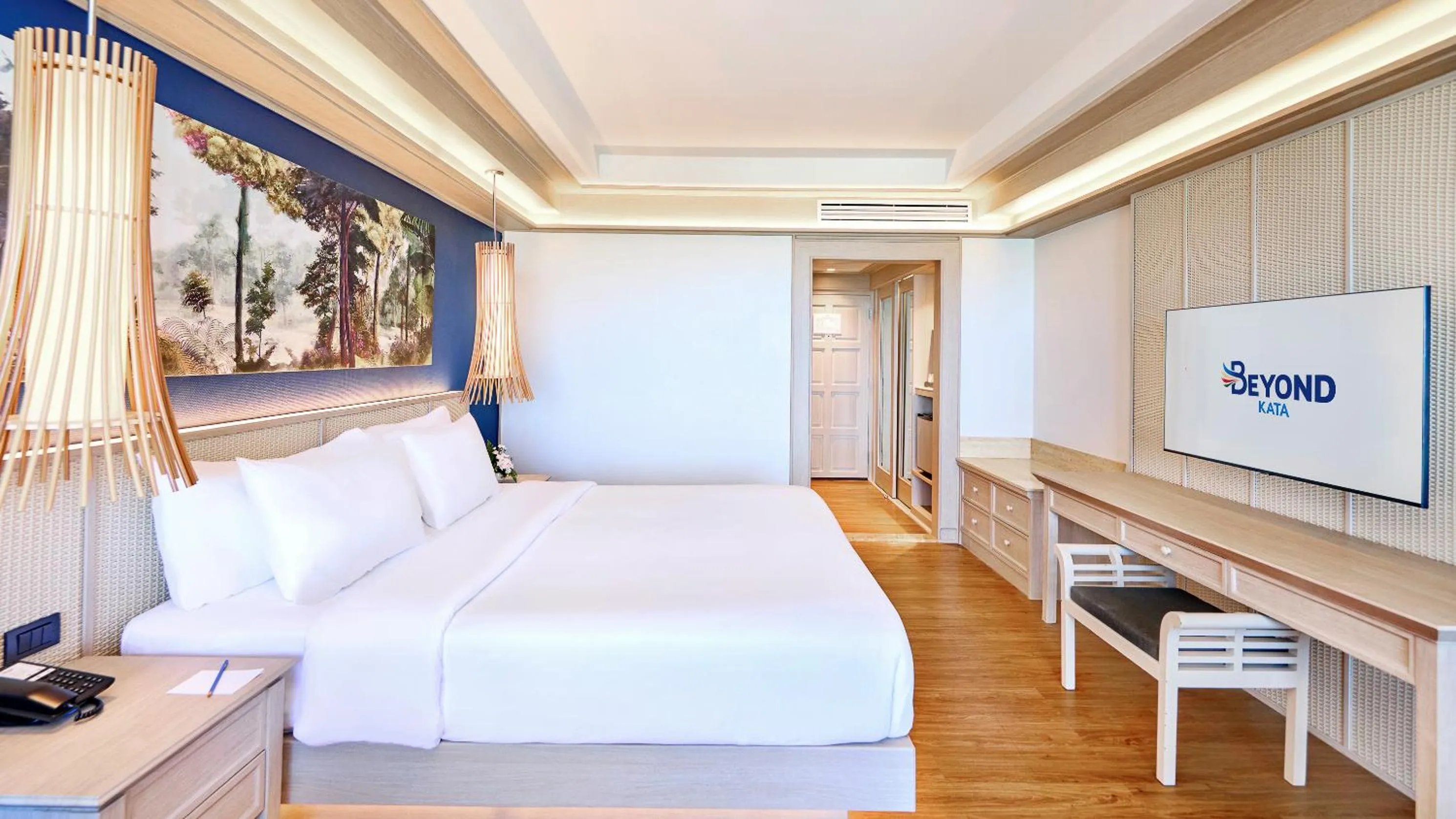 Photo of the whole room, Bed in Beyond Kata