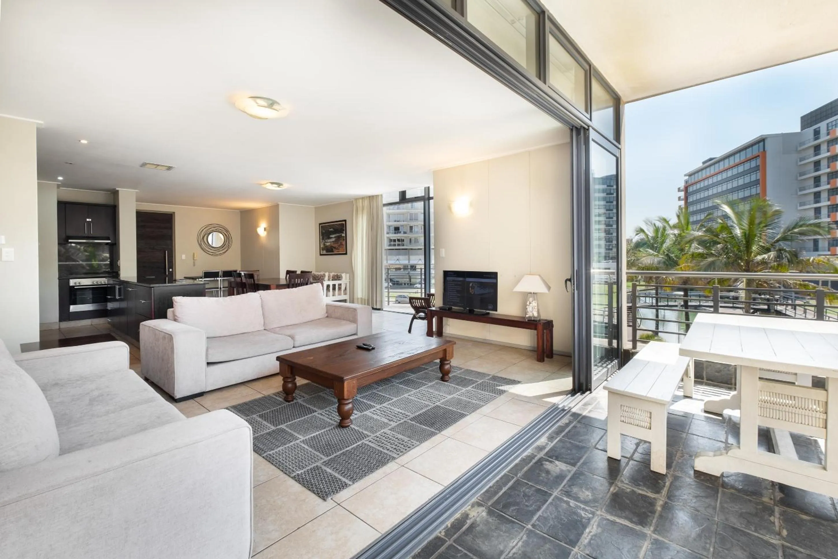 Living room in Point Waterfront Apartments