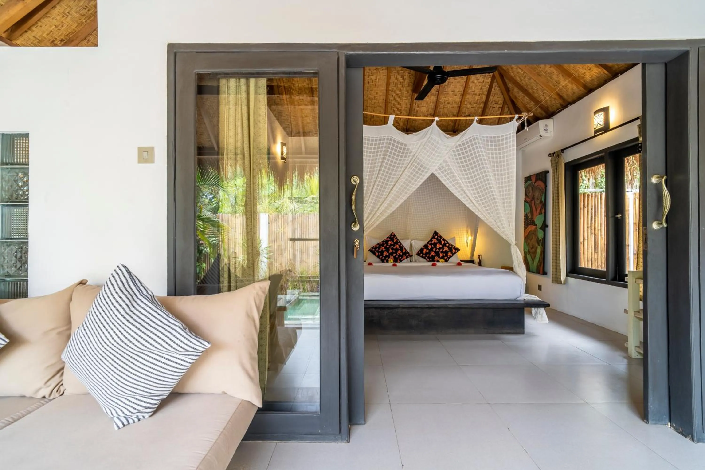 Balcony/Terrace, Bed in Breathe Villa Meno