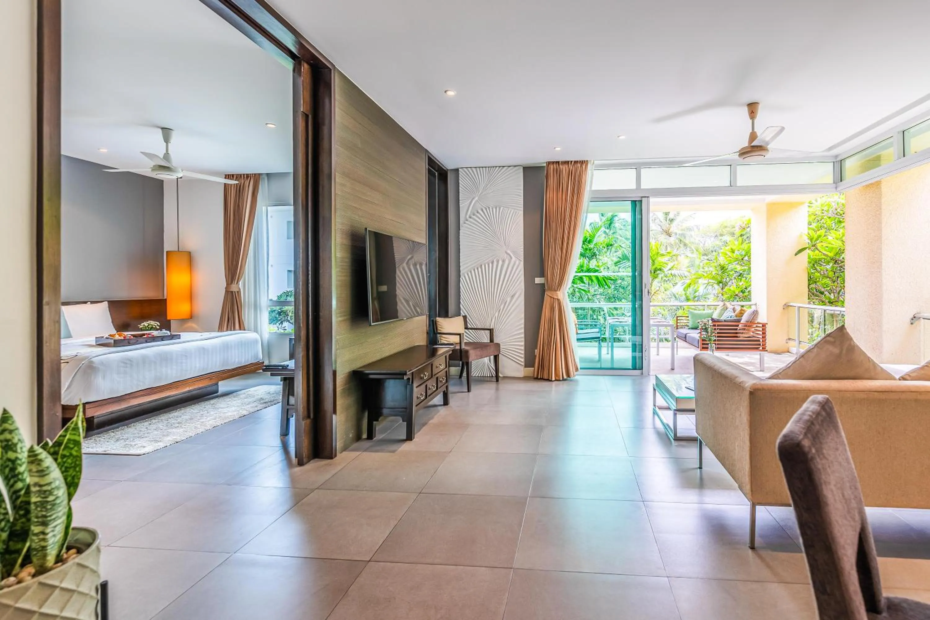 Living room, Bed in Paradox Resort Phuket