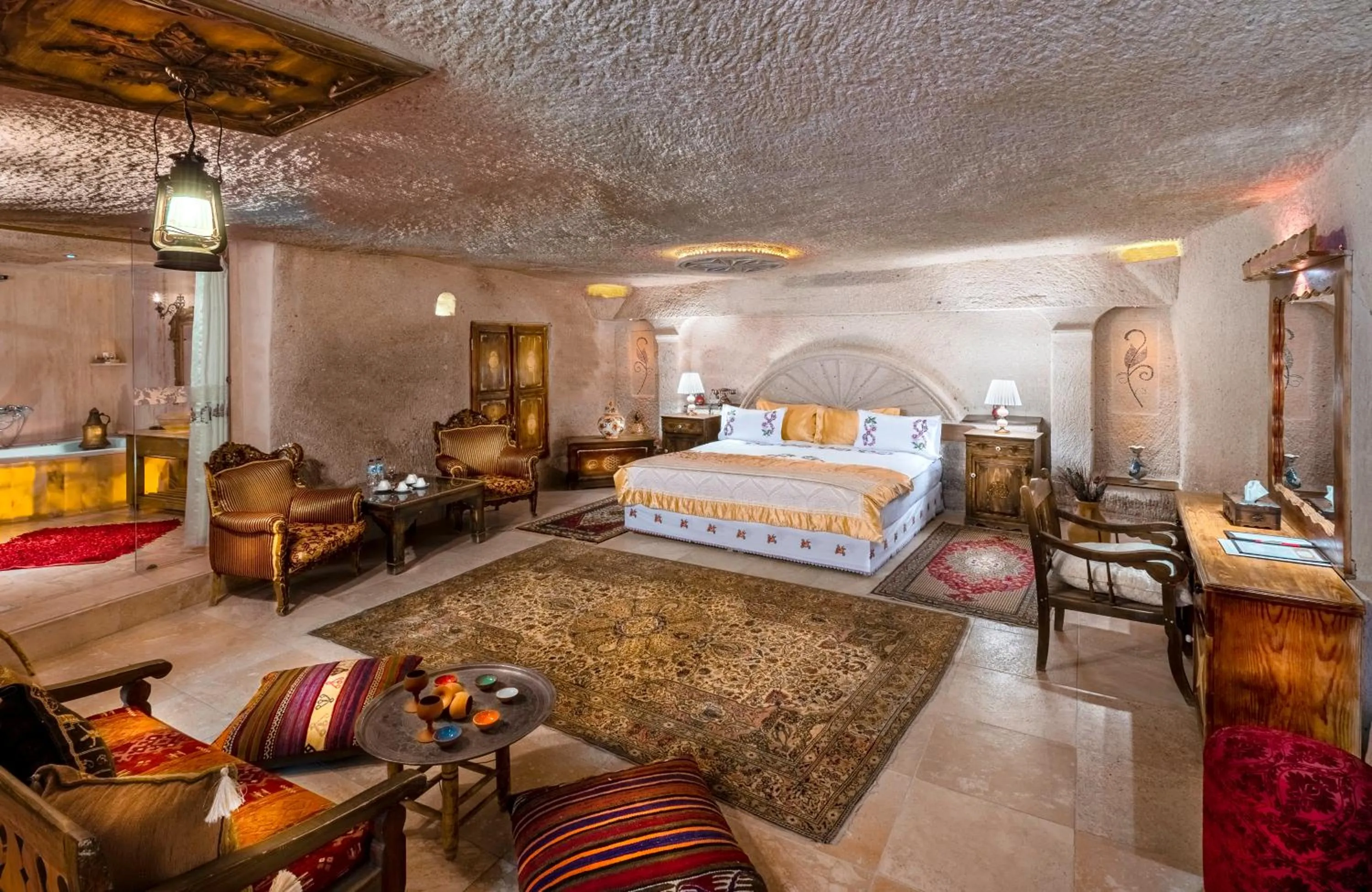 Patio, Bed in Cappadocia Gamirasu Cave Hotel