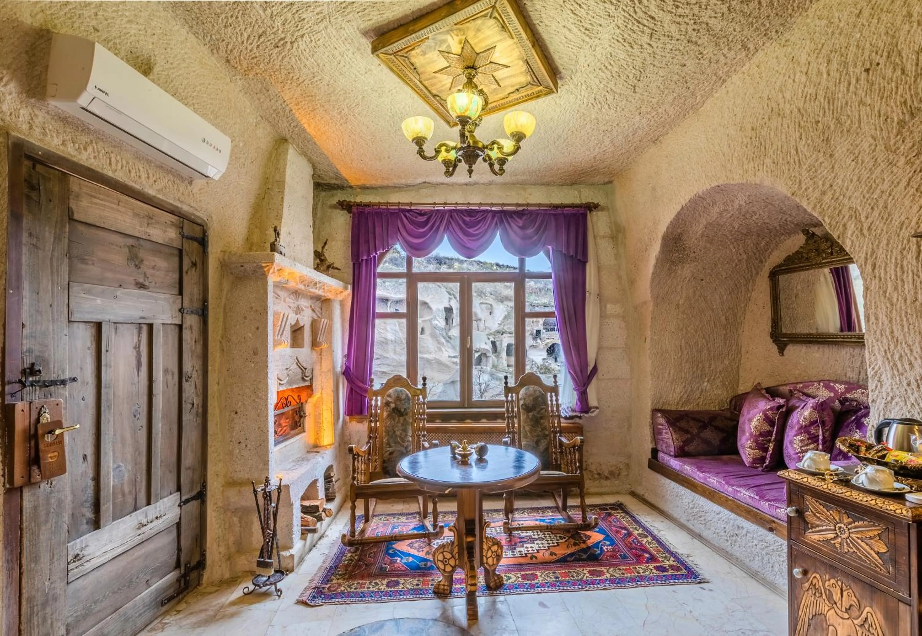 View (from property/room), Bed in Cappadocia Gamirasu Cave Hotel