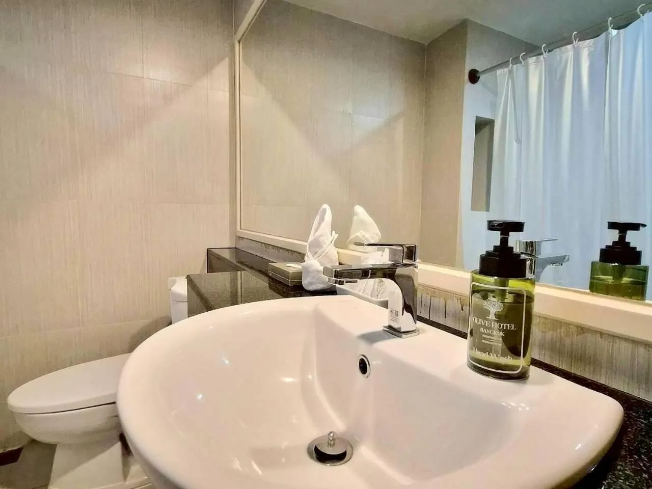 Bathroom in Olive Hotel & Residence Bangkok Sukhumvit 101 near True Digital Park