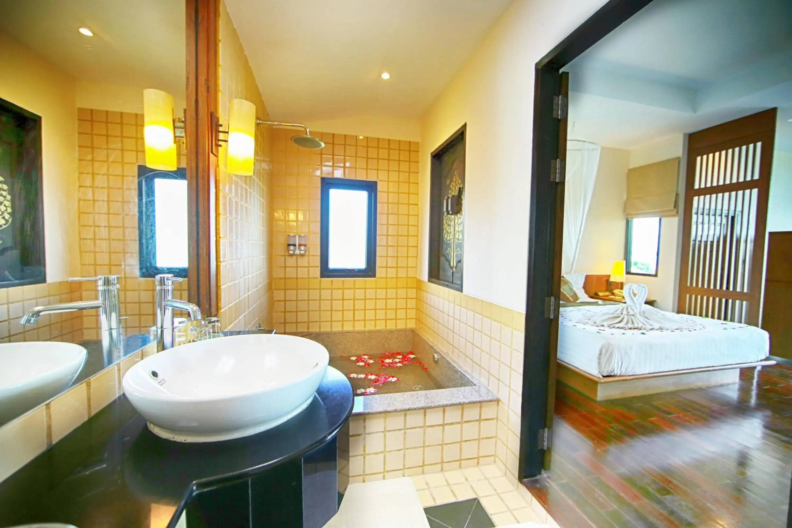 Bathroom, Bed in Supalai Scenic Bay Resort And Spa, SHA Extra Plus Bathroom, Bed in Supalai Scenic Bay Resort And Spa, SHA Extra Plus