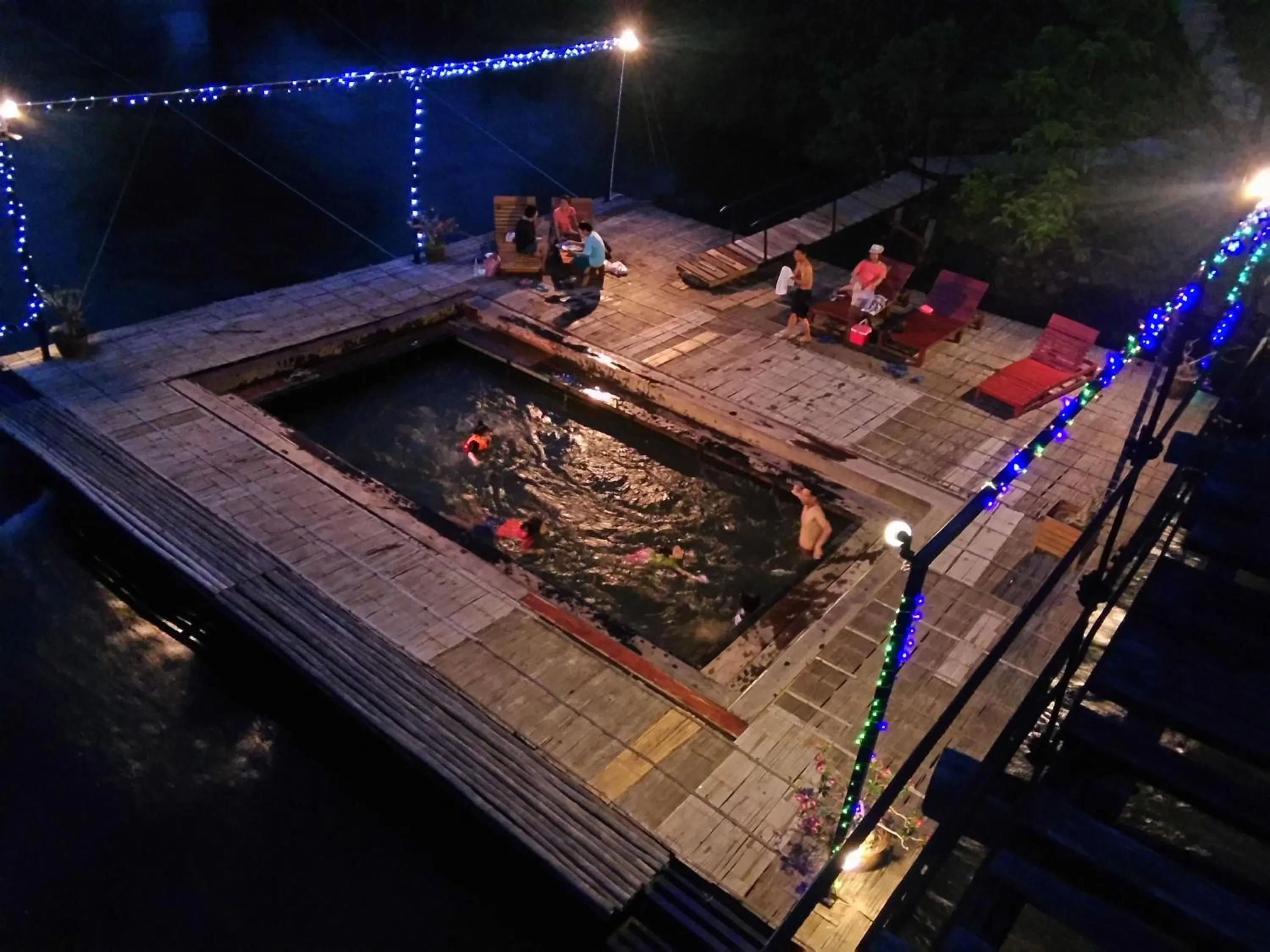 Swimming pool in Boutique Raft Resort, River Kwai