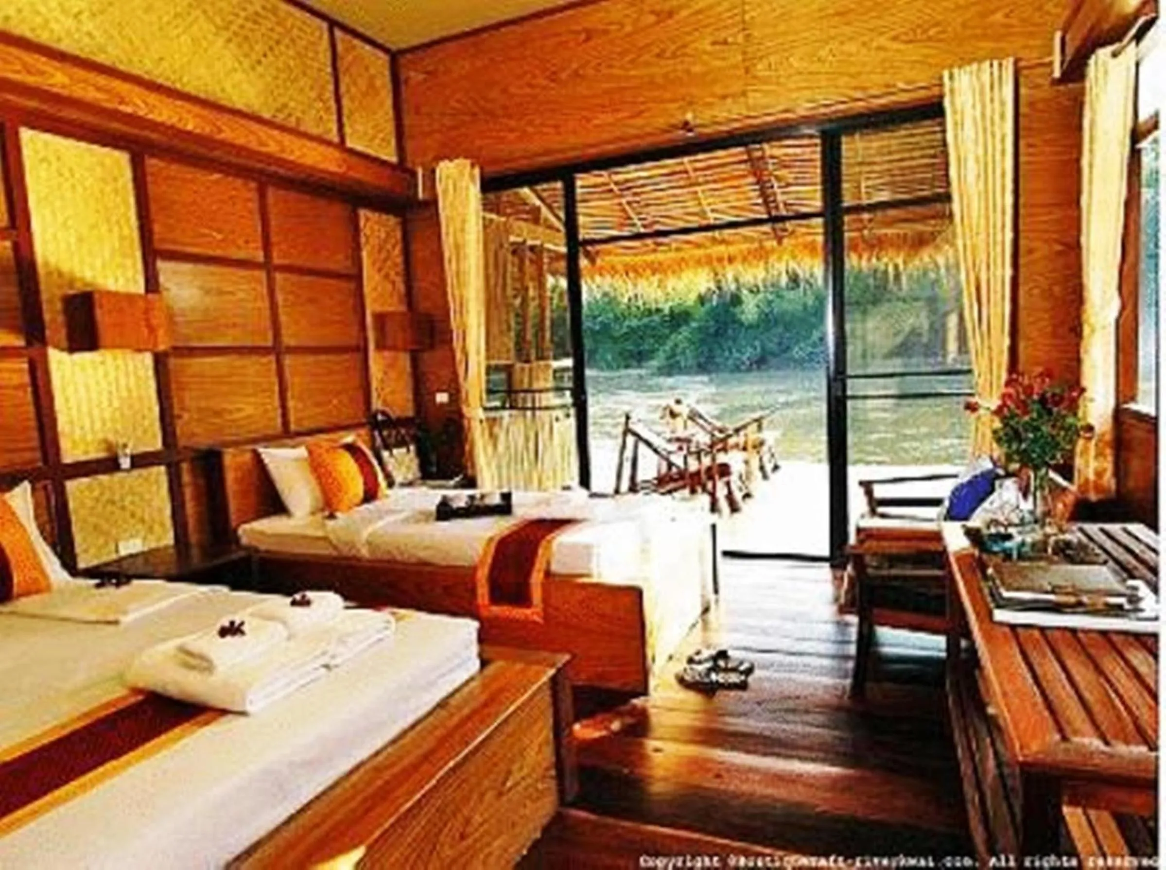 Bedroom, Bed in Boutique Raft Resort, River Kwai