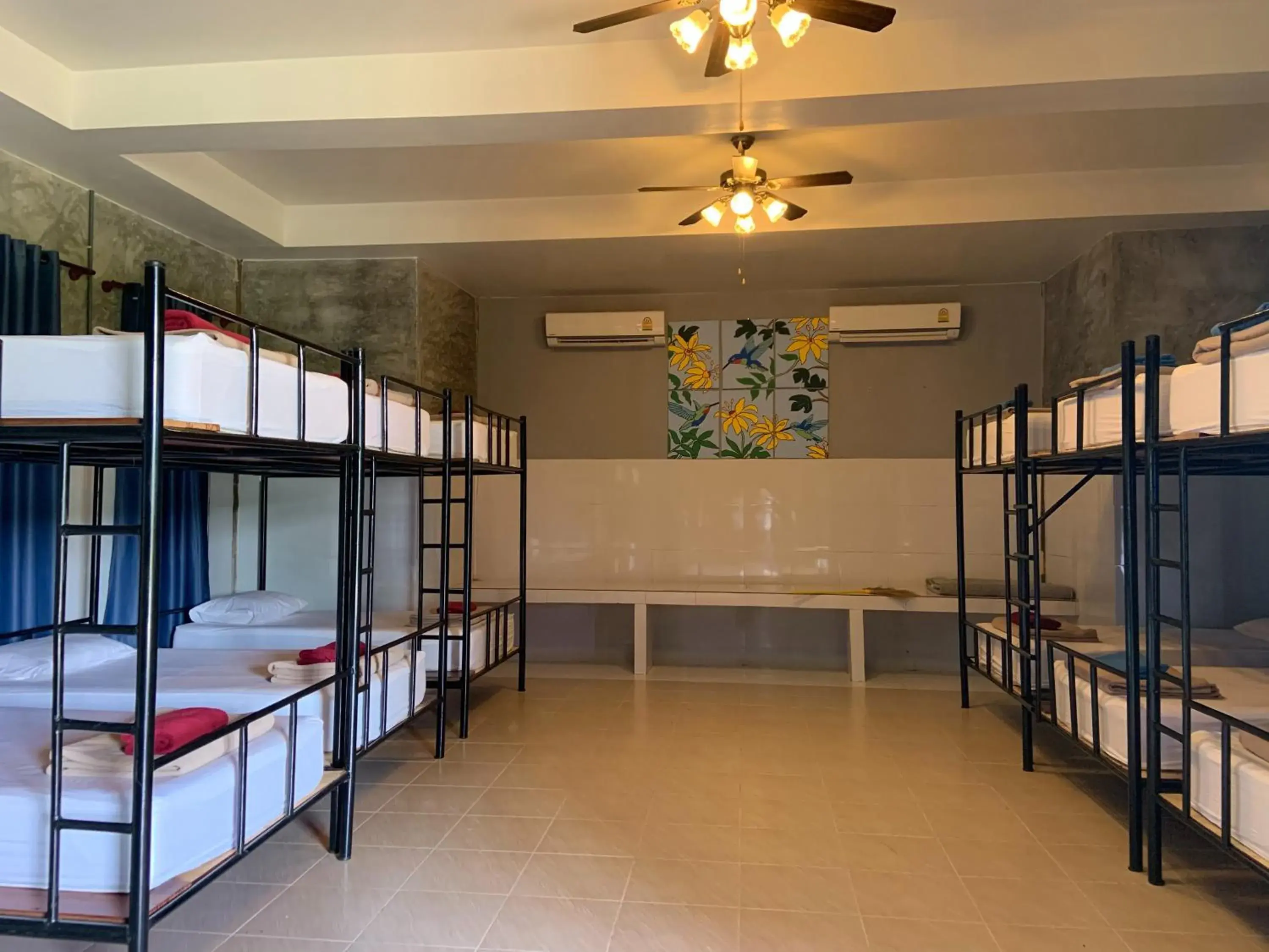 Bed in Boutique Raft Resort, River Kwai Bed in Boutique Raft Resort, River Kwai