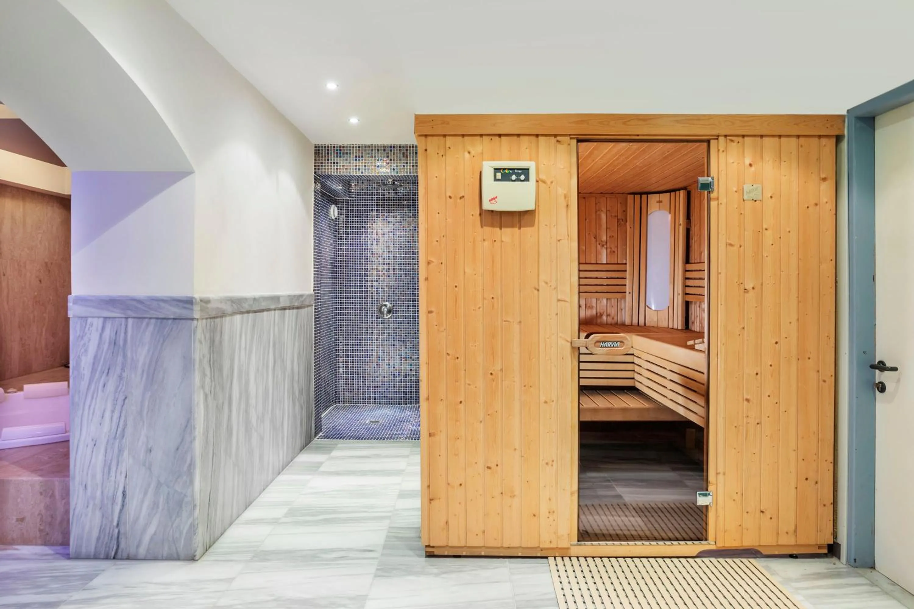 Sauna, Bed in Hotel Hanioti Village Spa