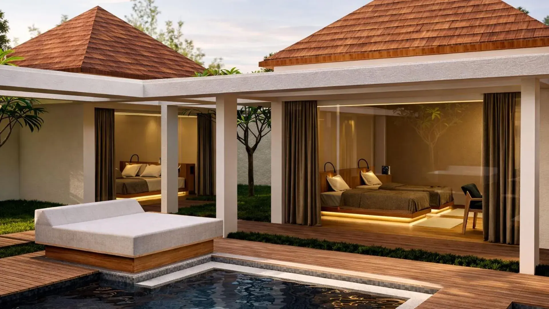 Pool view in Bvilla Spa Pool view in Bvilla Spa