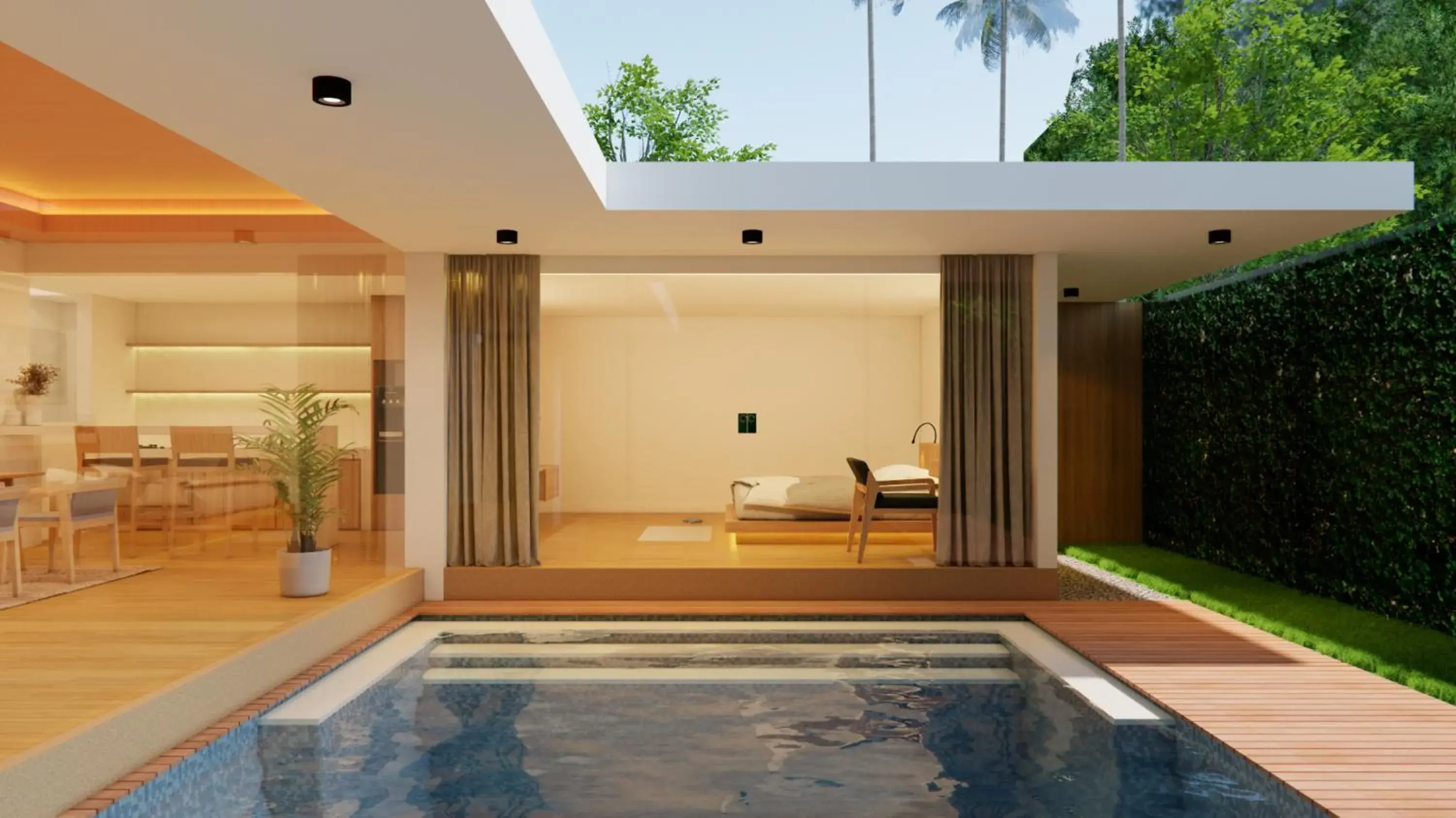 Pool view in Bvilla Spa Pool view in Bvilla Spa