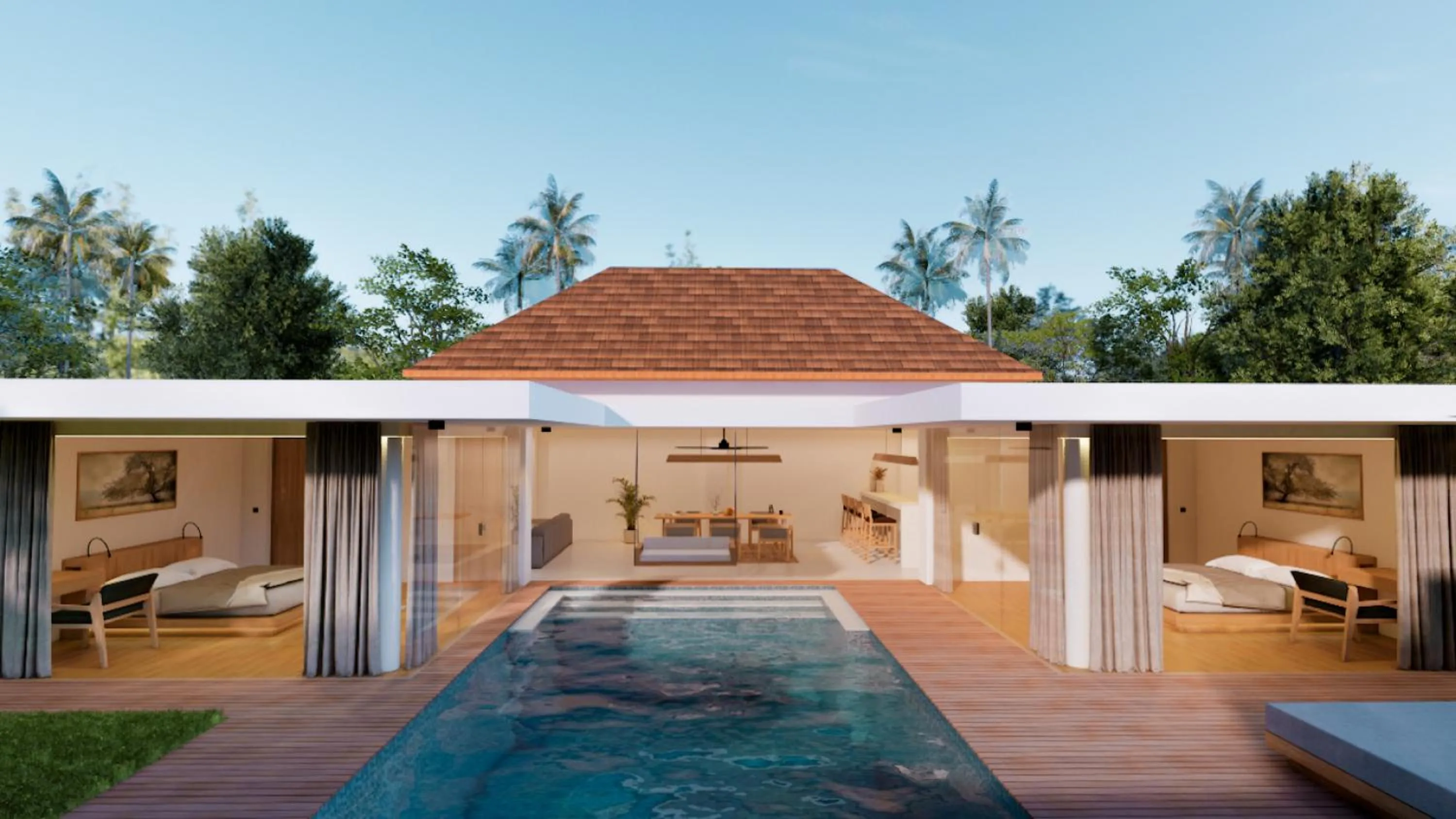 Pool view in Bvilla Spa